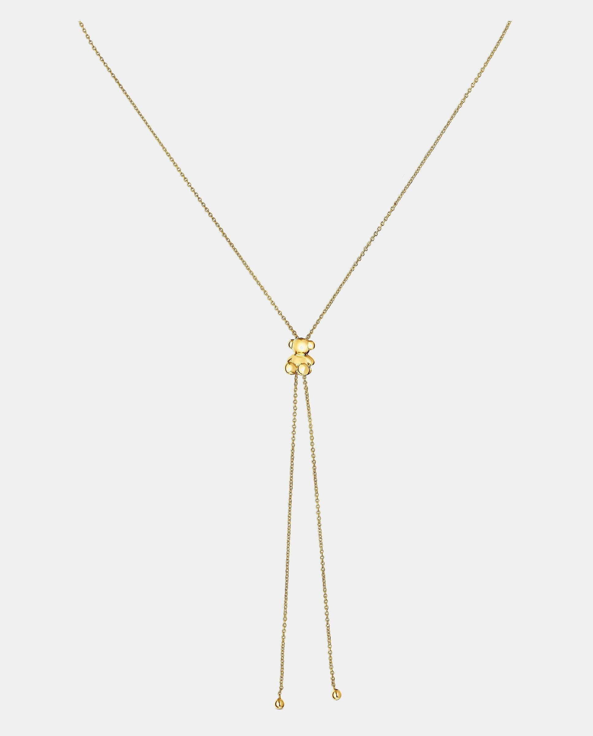 Colar Comprido com Banho de Ouro 18 Kt Sobre Prata e Motivo Urso Bold Bear Dourado-2