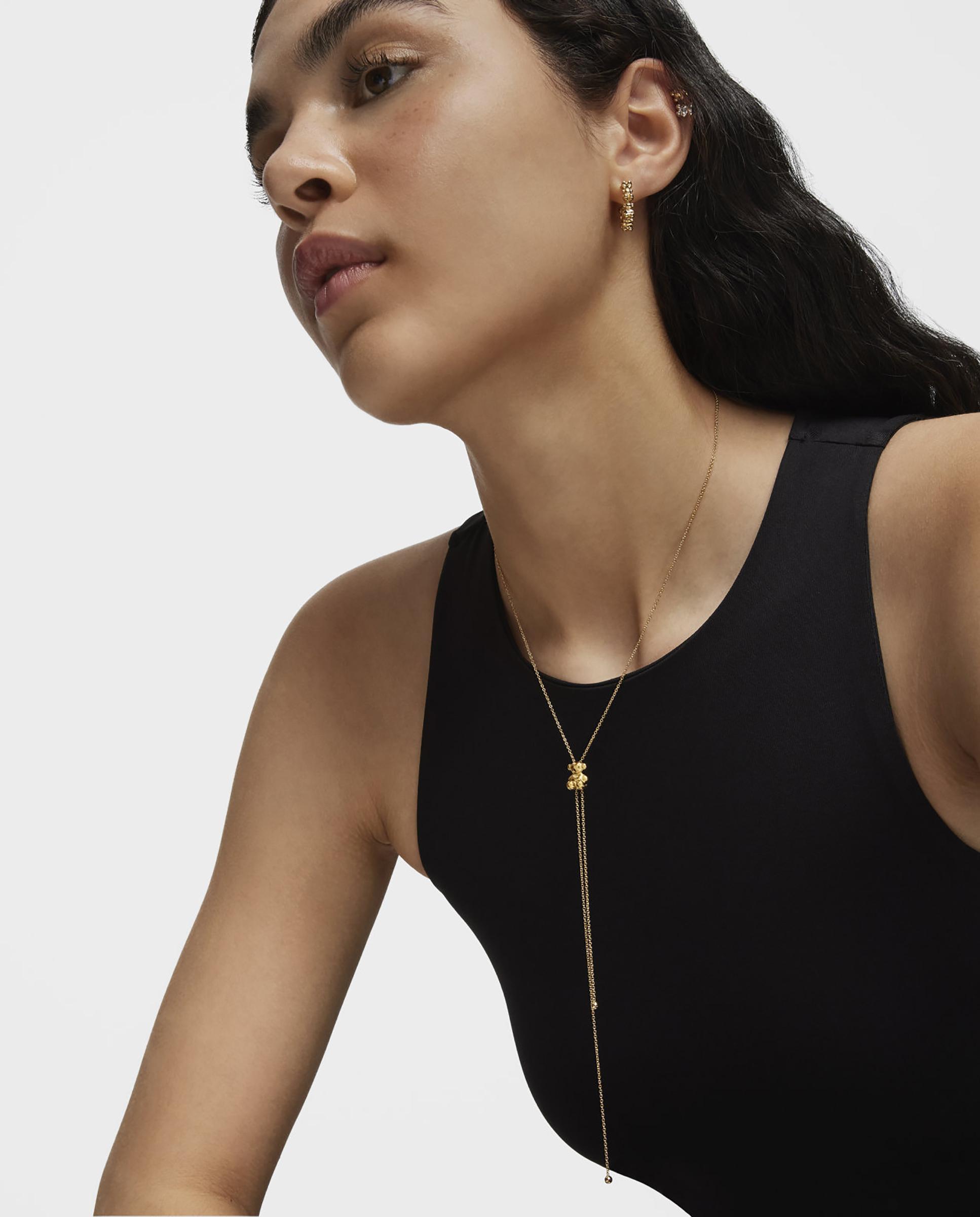 Colar Comprido com Banho de Ouro 18 Kt Sobre Prata e Motivo Urso Bold Bear Dourado-4