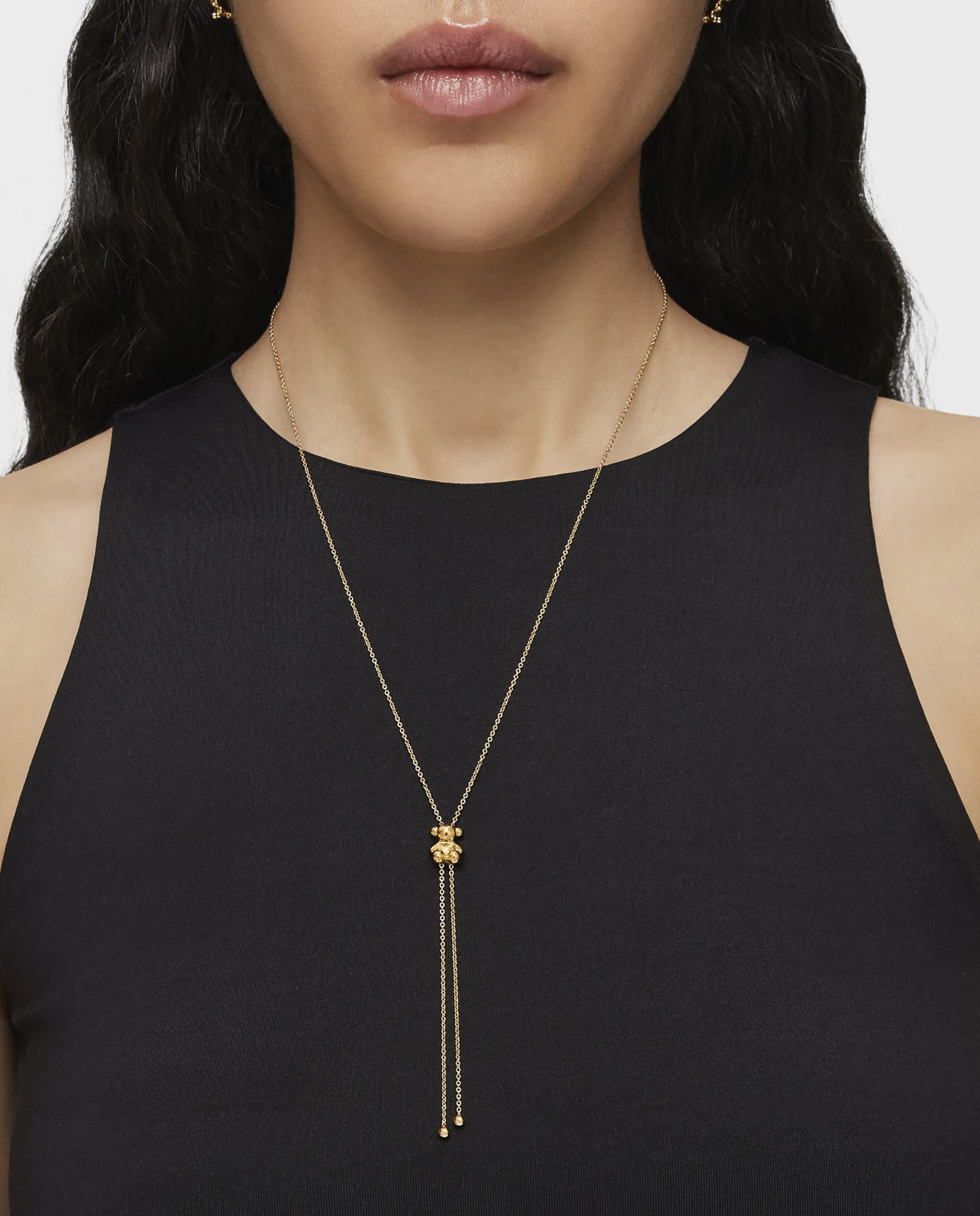 Colar Comprido com Banho de Ouro 18 Kt Sobre Prata e Motivo Urso Bold Bear Dourado-6