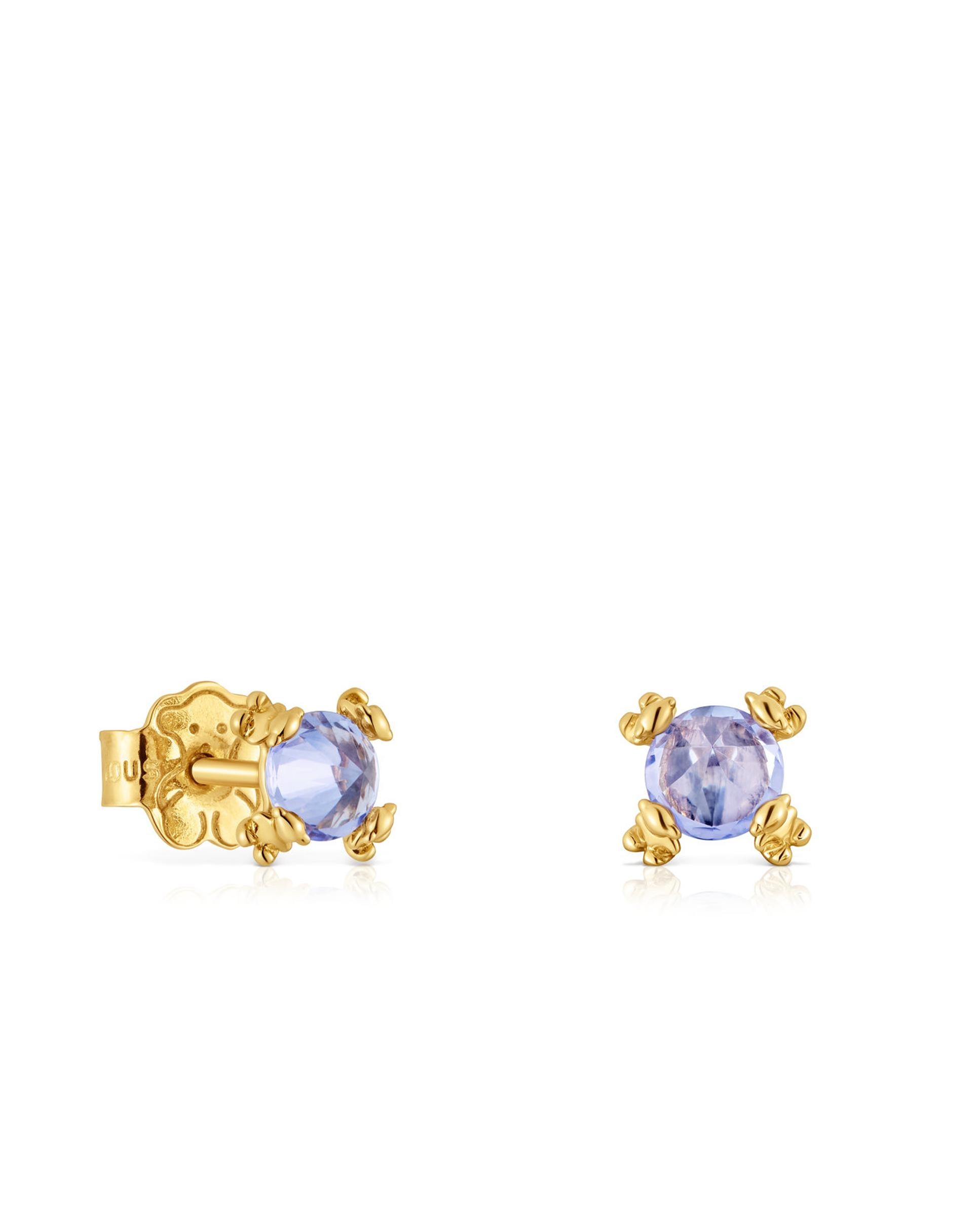 Brincos Color Pills de Ouro e Tanzanite Roxo-1