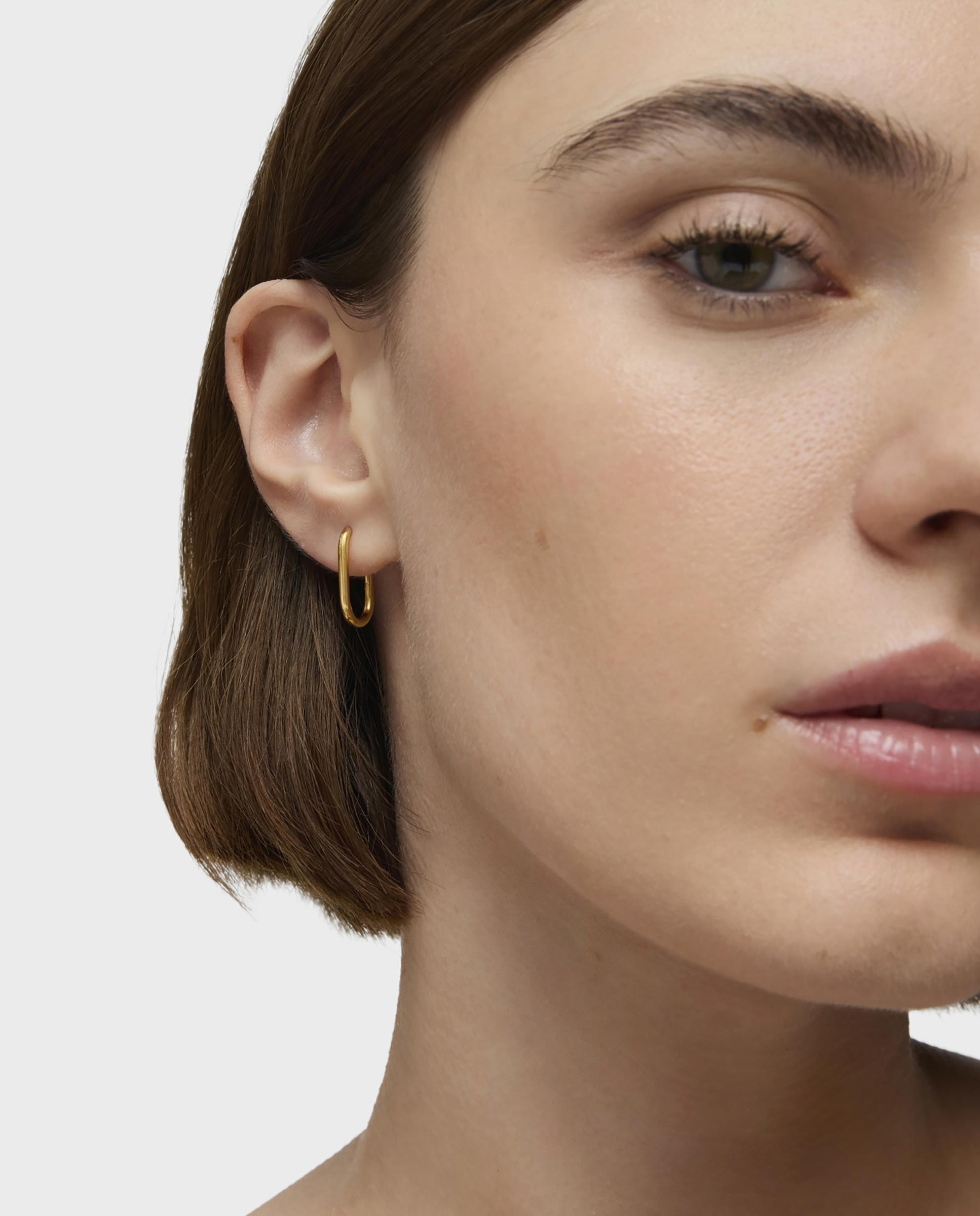 Piercing Solto New Silueta de Aro Oval Banhado em Ouro 18 Kt Sobre Prata Dourado-4