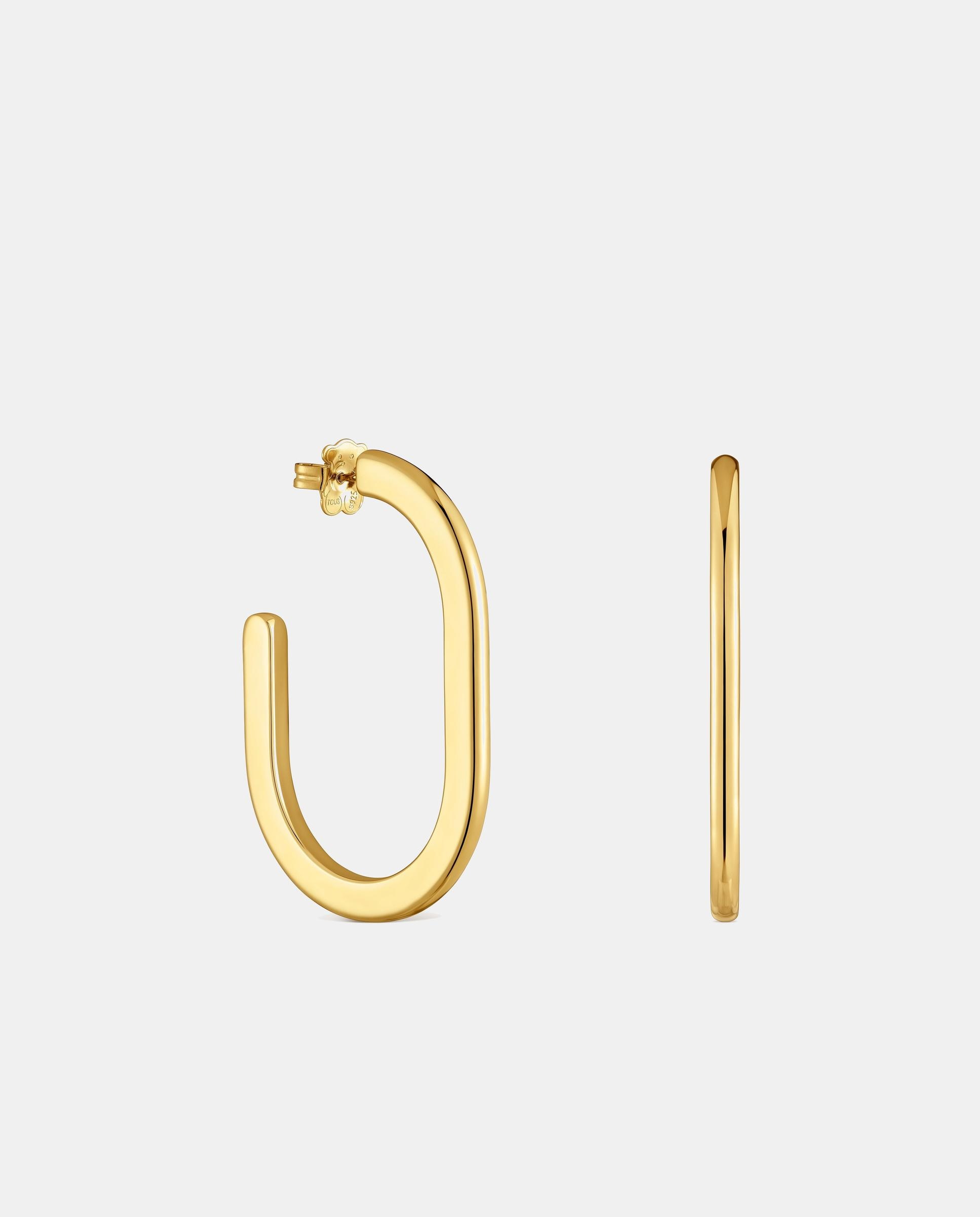 Brincos de Aro Line Compridos Banhados a Ouro 18 Kt Sobre Prata Dourado-1