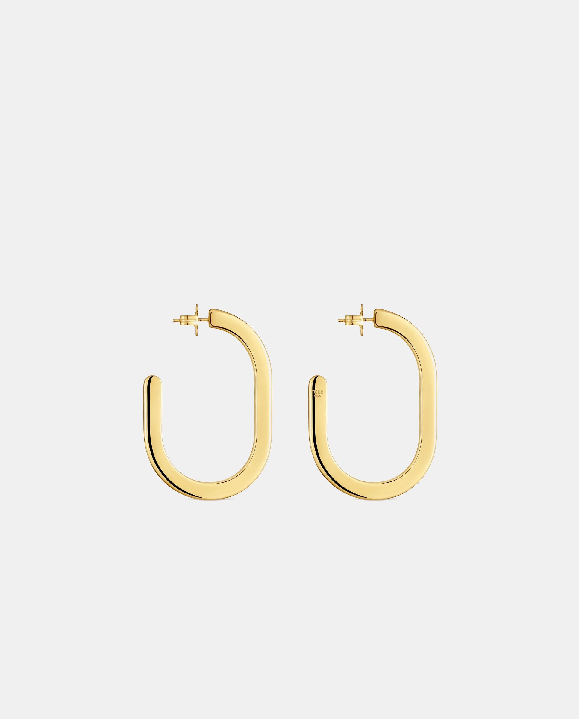 Brincos de Aro Line Compridos Banhados a Ouro 18 Kt Sobre Prata Dourado-2