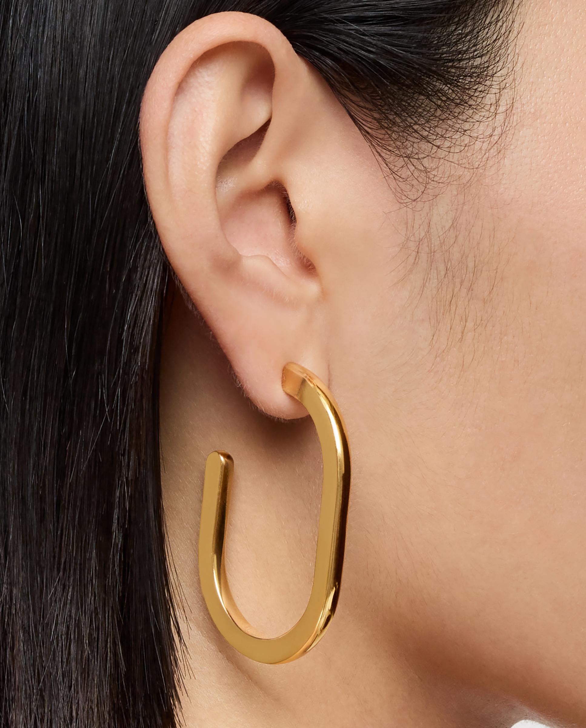 Brincos de Aro Line Compridos Banhados a Ouro 18 Kt Sobre Prata Dourado-4