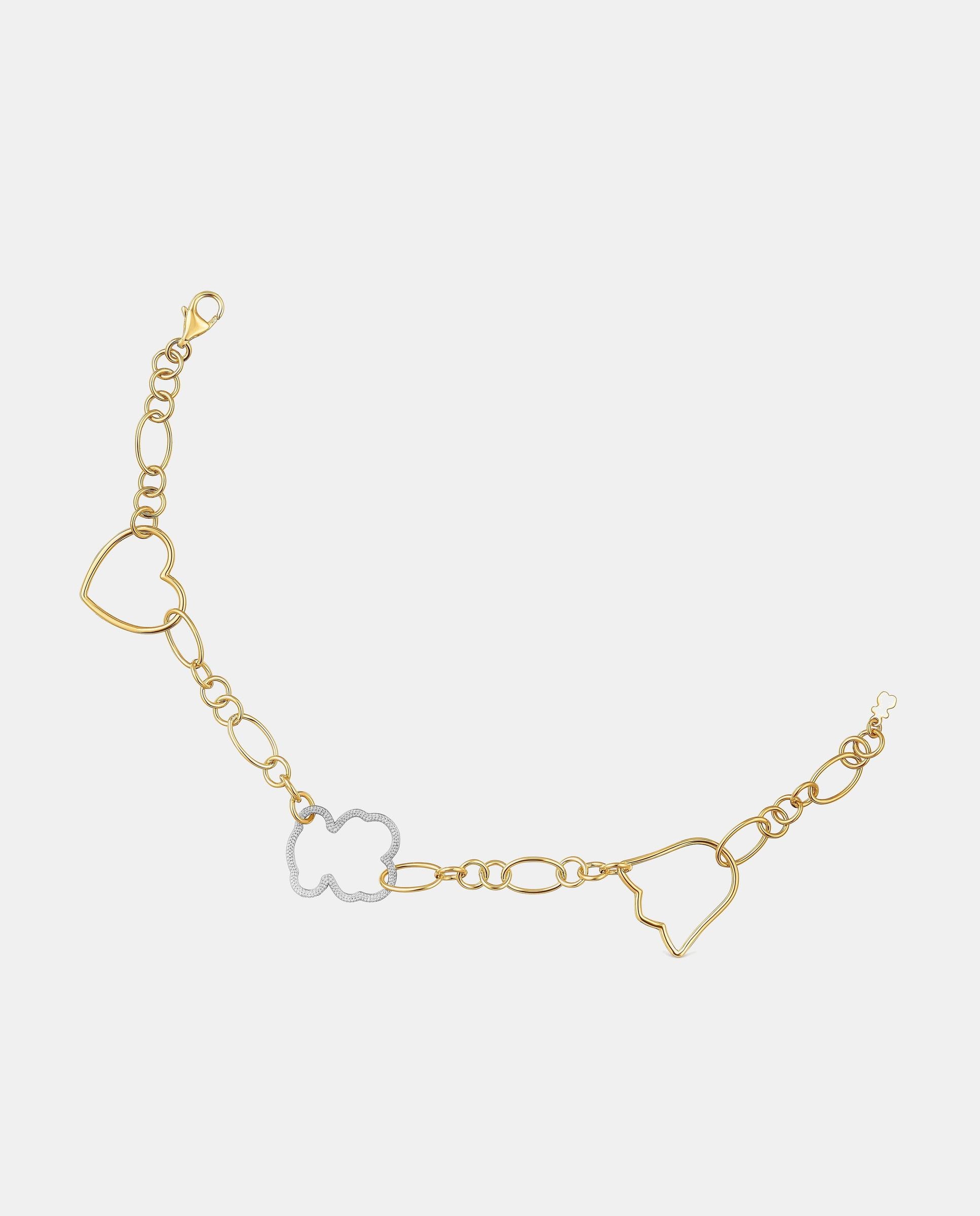 Pulseira de Corrente com Banho de Ouro 18 Kt Sobre Prata New Silueta de Bicolor Bicolor-1
