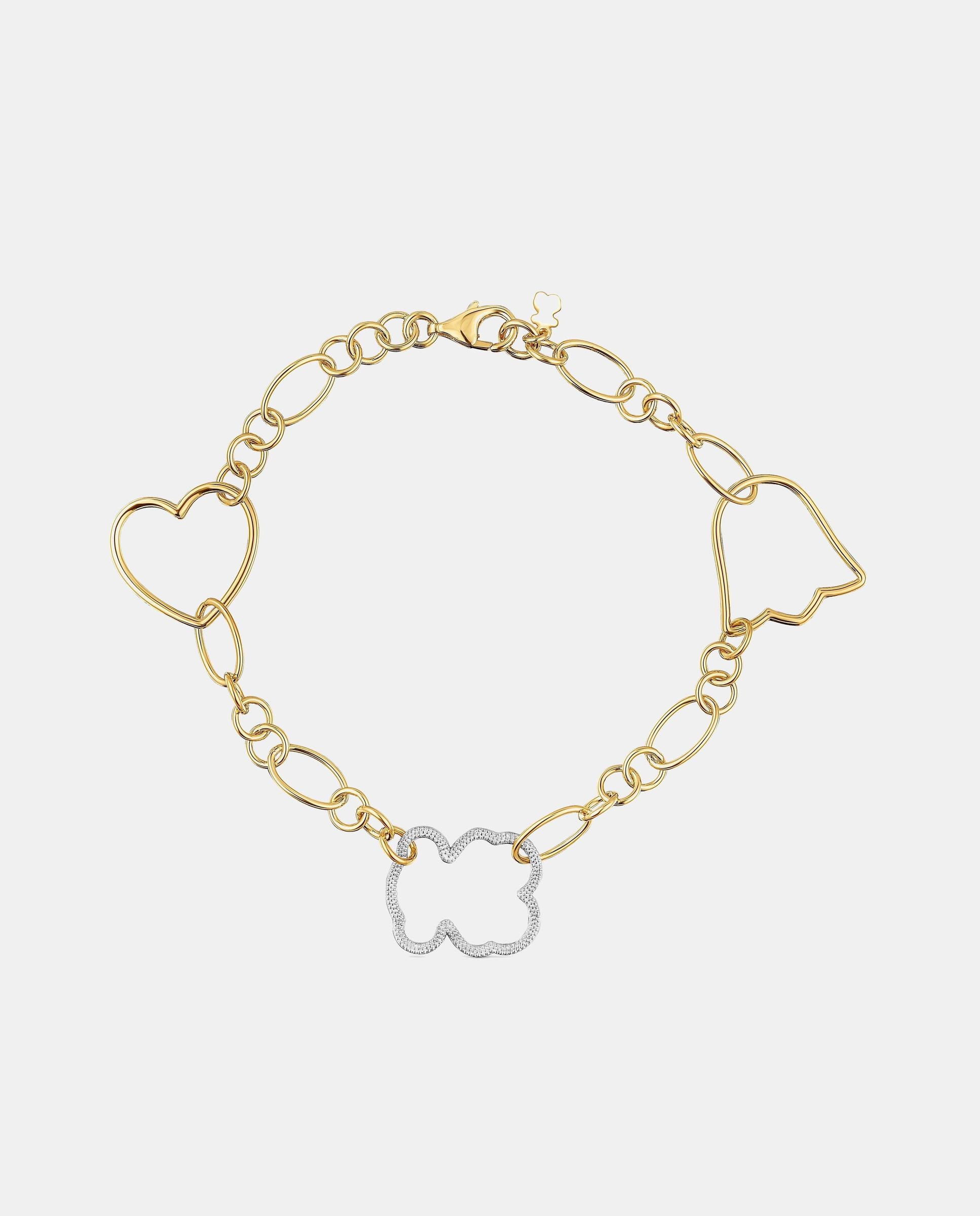 Pulseira de Corrente com Banho de Ouro 18 Kt Sobre Prata New Silueta de Bicolor Bicolor-2