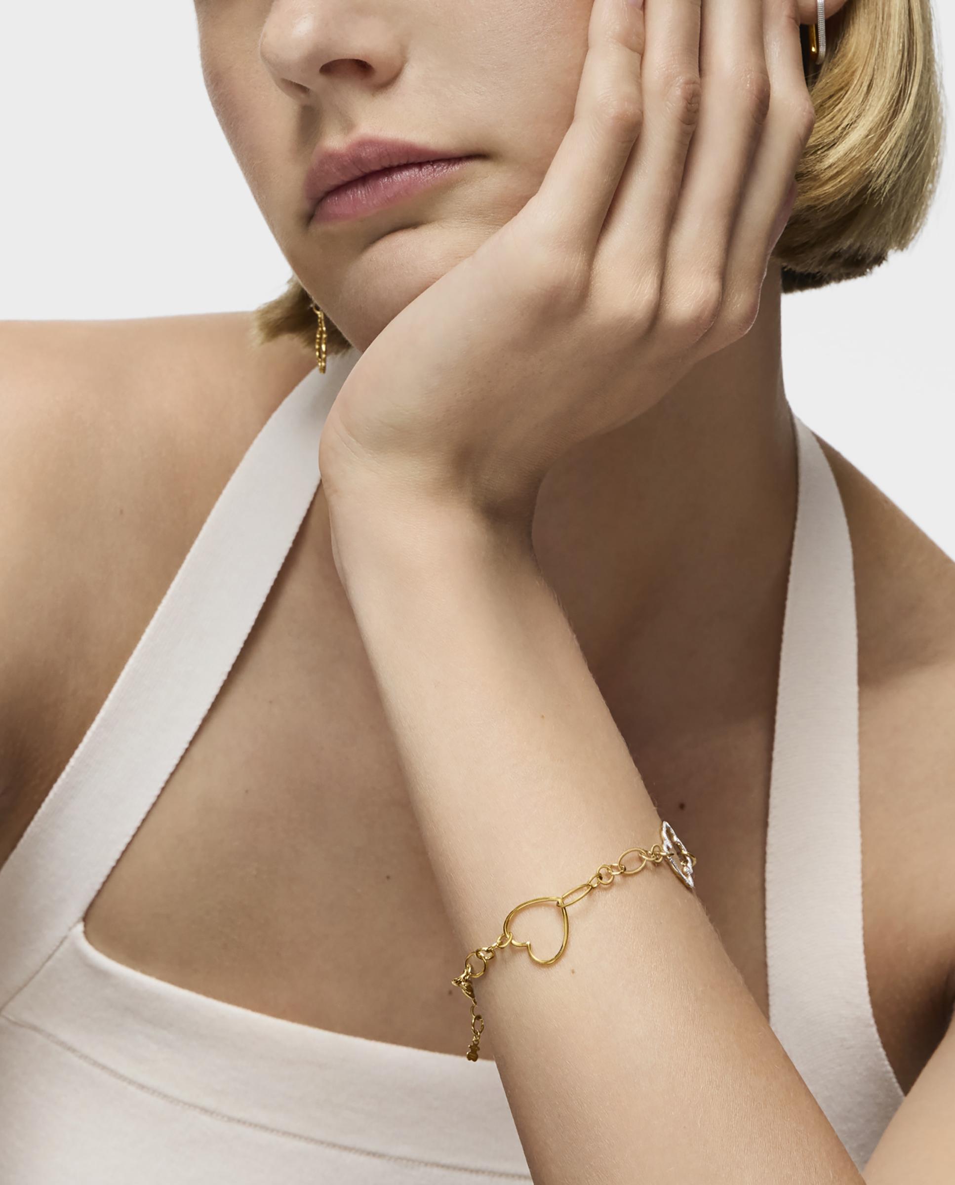 Pulseira de Corrente com Banho de Ouro 18 Kt Sobre Prata New Silueta de Bicolor Bicolor-3