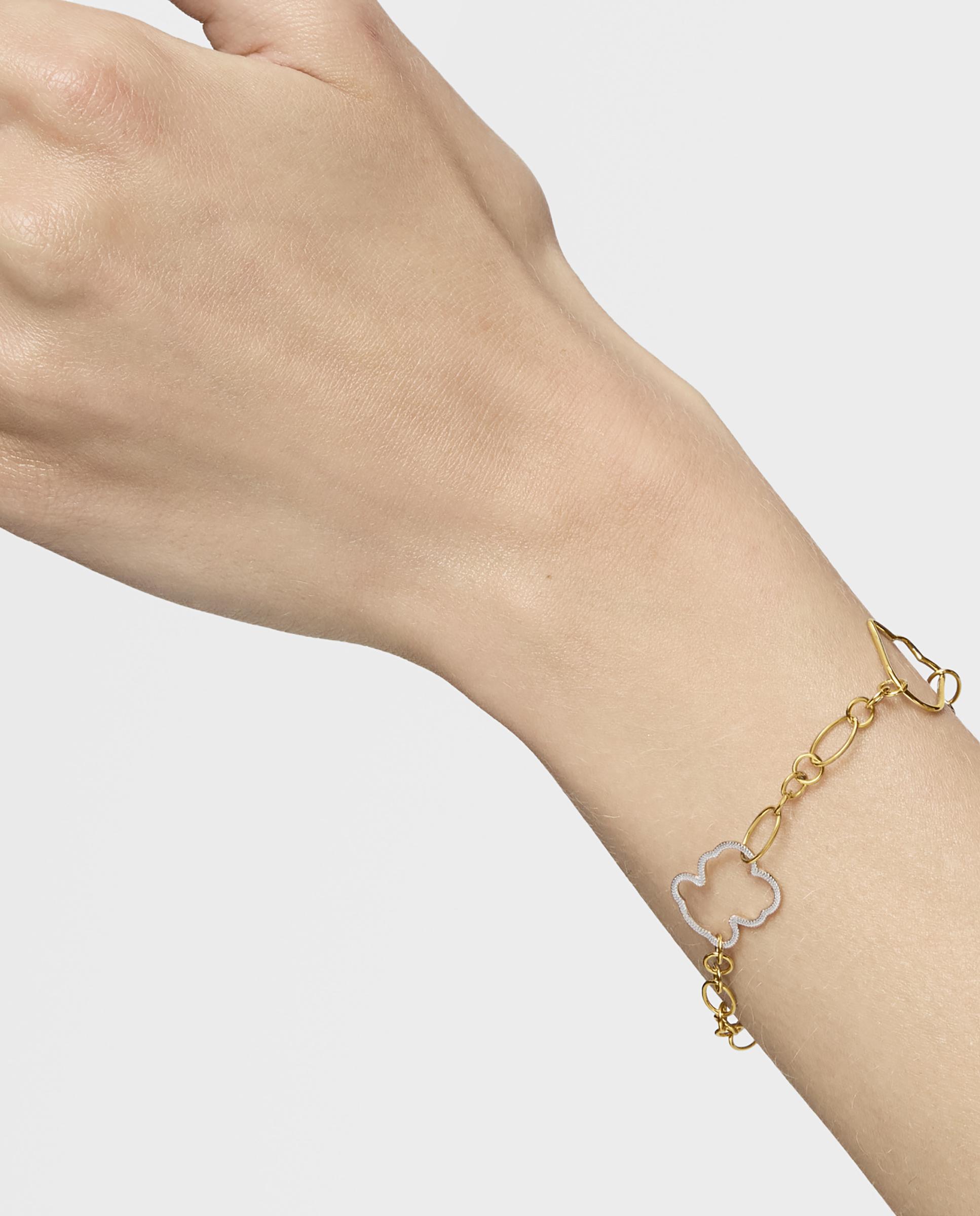 Pulseira de Corrente com Banho de Ouro 18 Kt Sobre Prata New Silueta de Bicolor Bicolor-5
