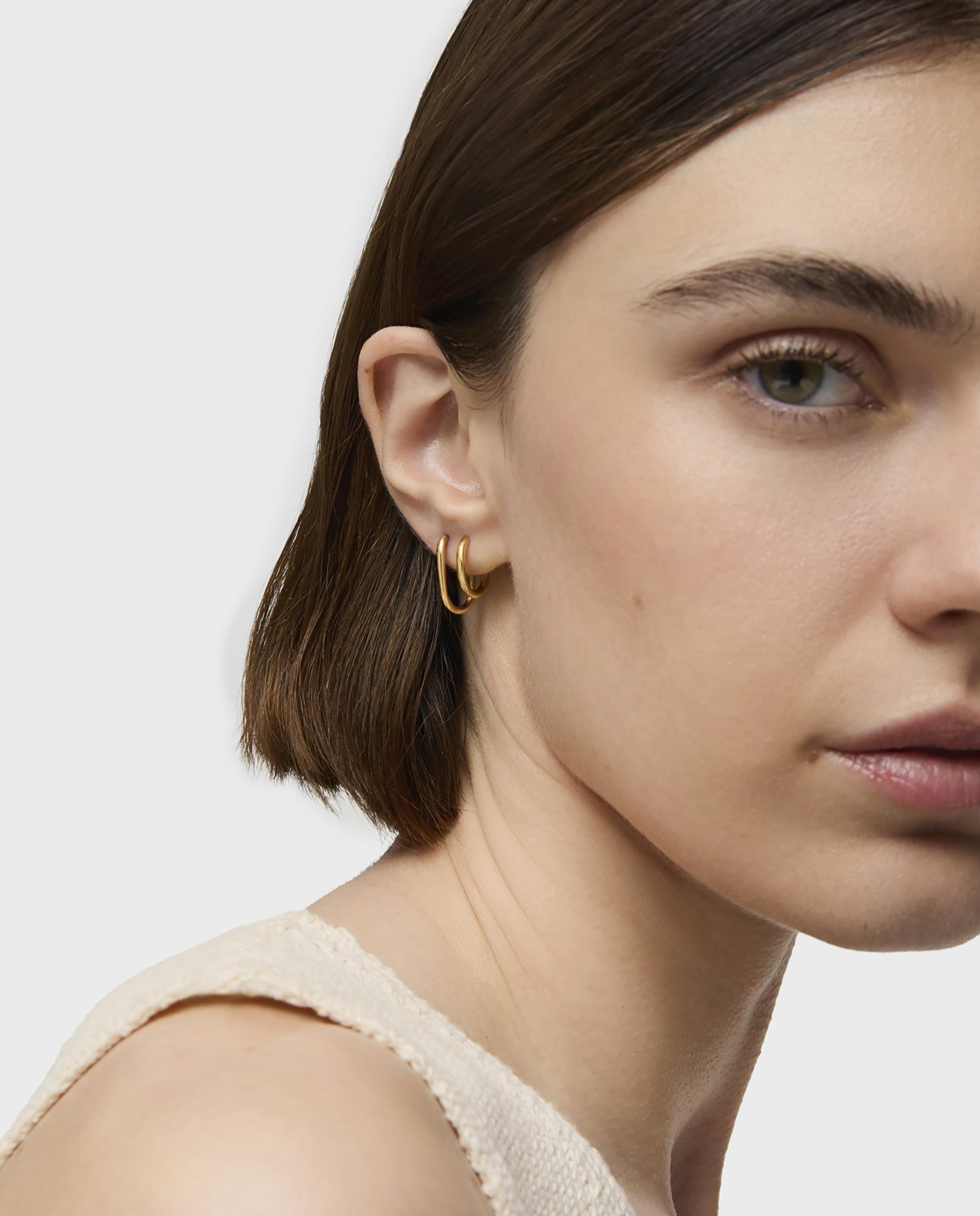 Piercing New Silueta Solto de Aro Banhado a Ouro 18 Kt Sobre Prata Dourado-3