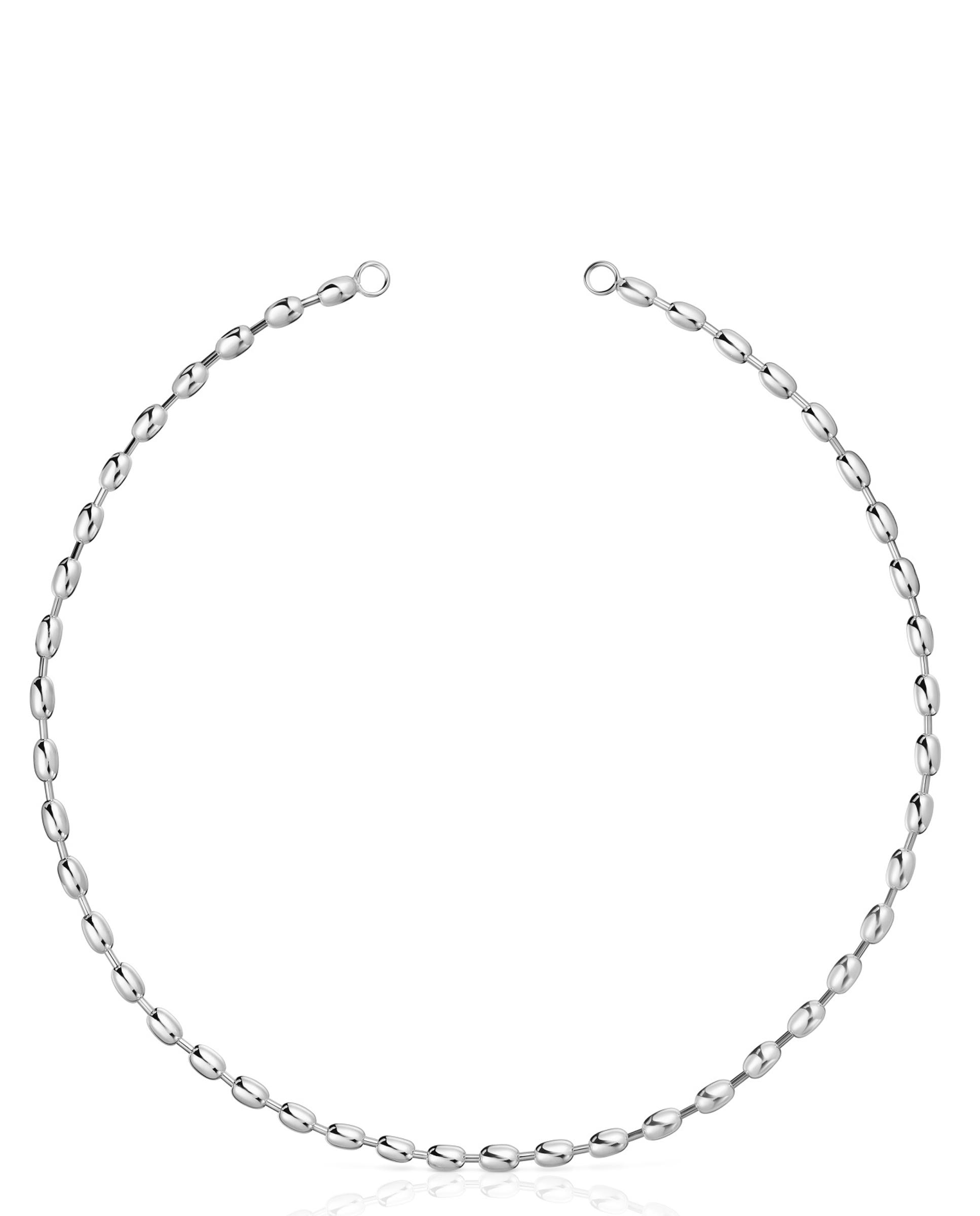 Colar Hold Oval de Prata com Bolas Prateado-1
