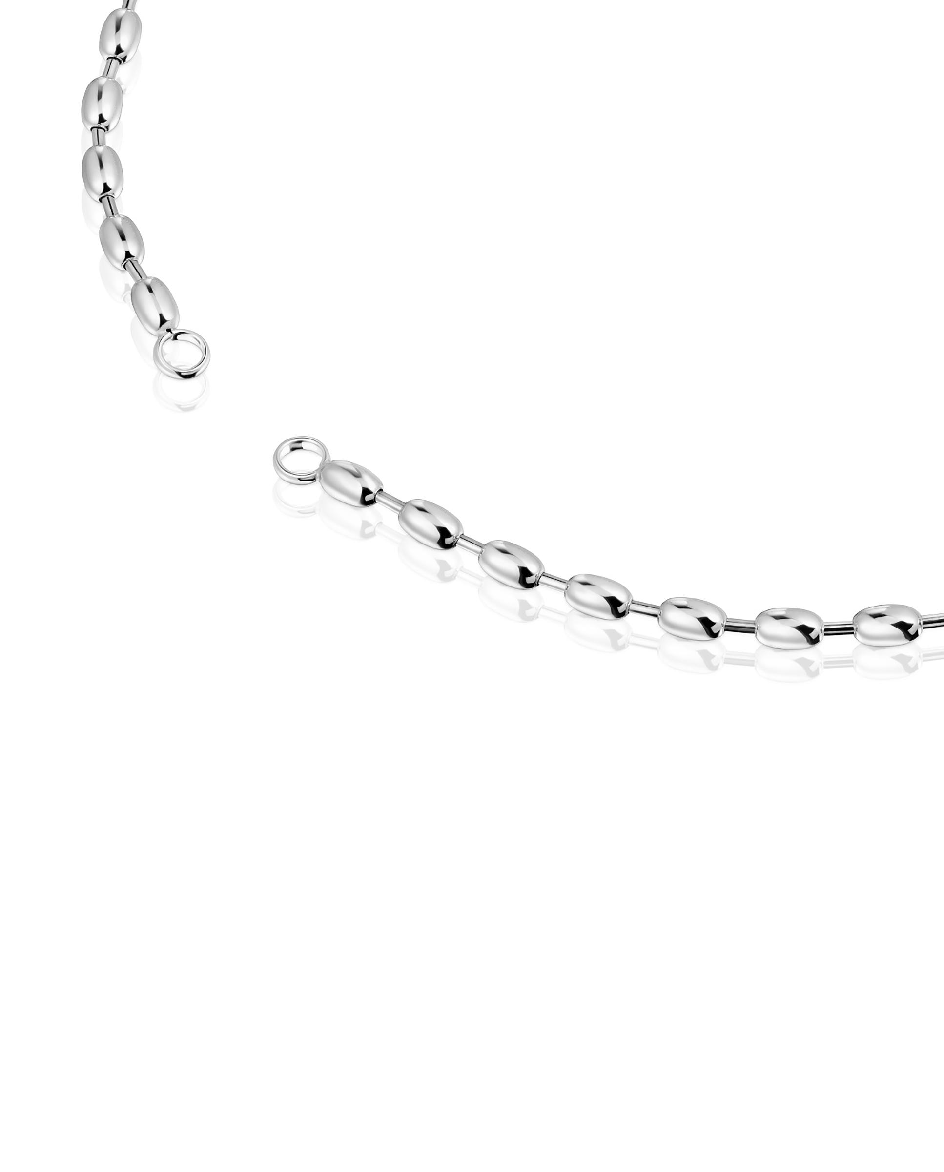 Colar Hold Oval de Prata com Bolas Prateado-2