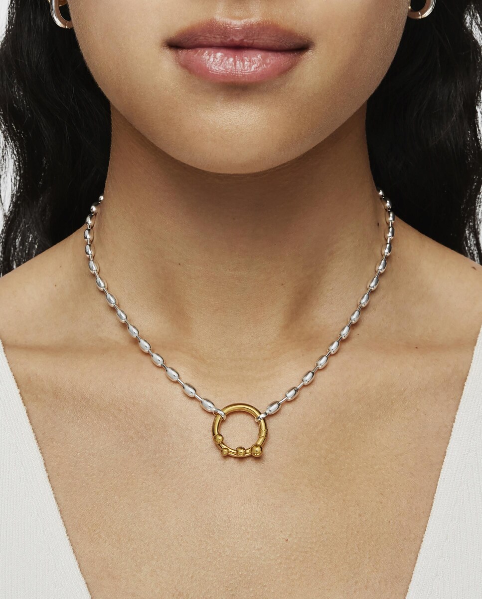 Gargantilha Hold Oval de Prata com Bolas Prata-5