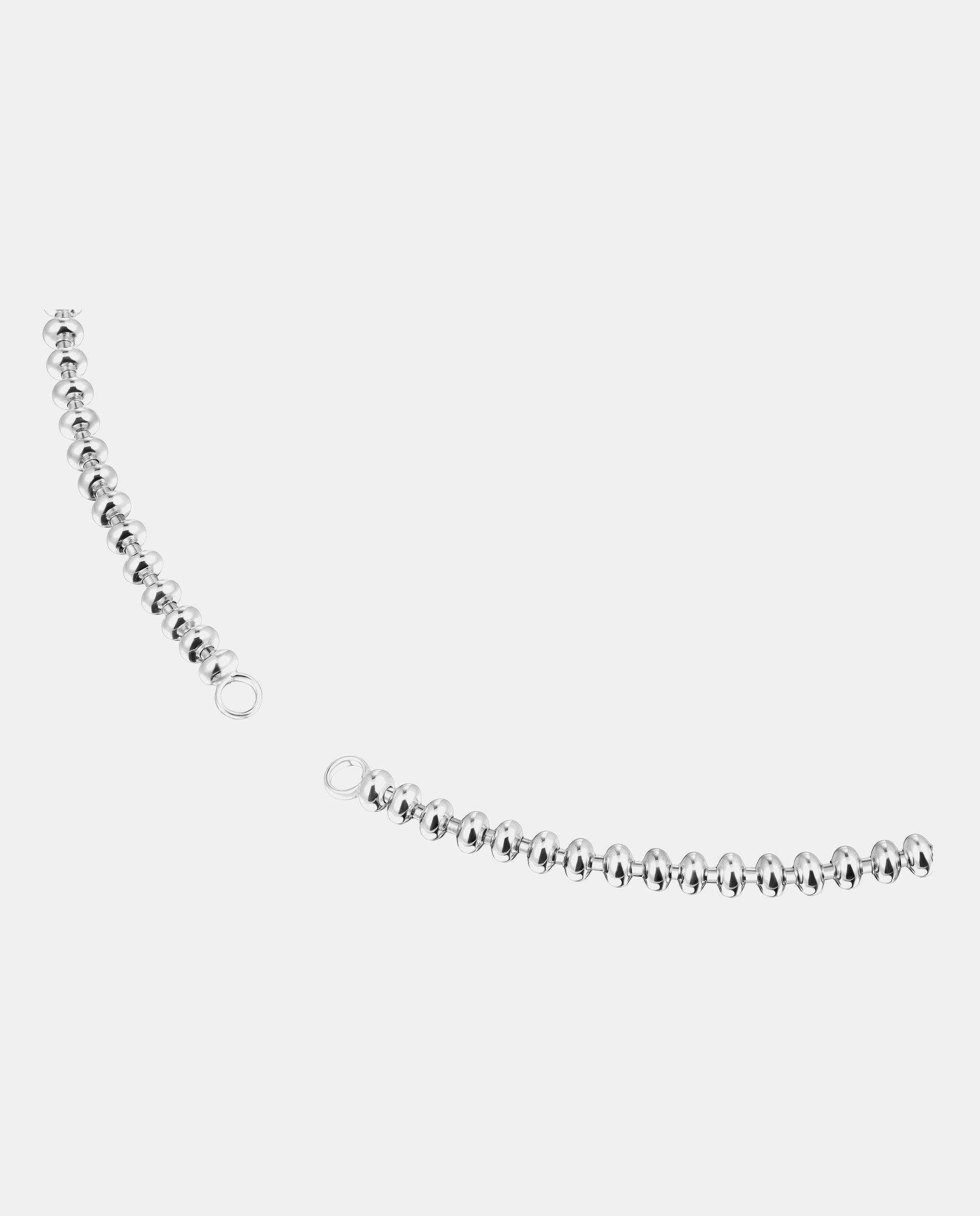 Colar Hold Oval Curto de Prata com Bolas Prateado-2