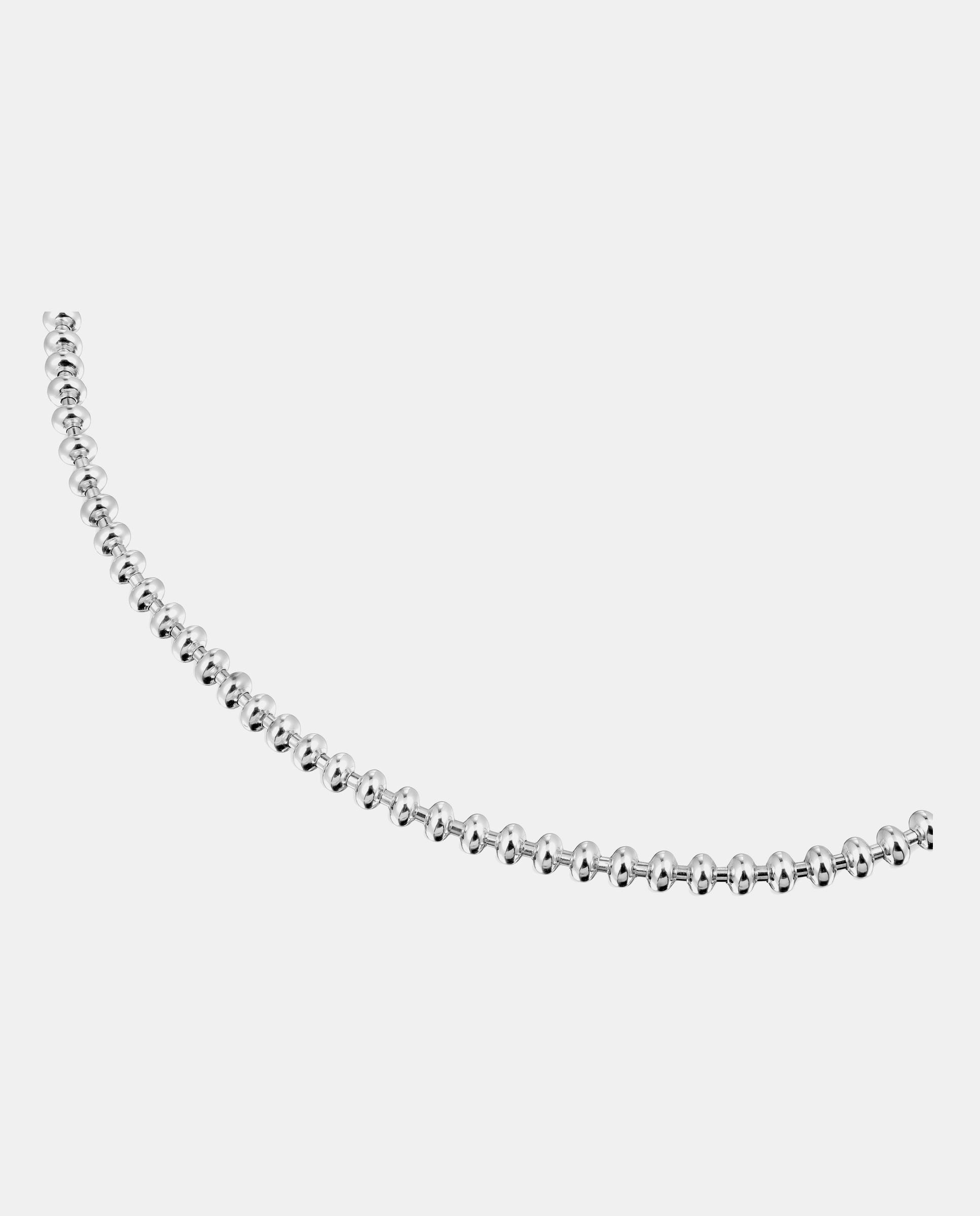 Colar Hold Oval Curto de Prata com Bolas Prateado-3