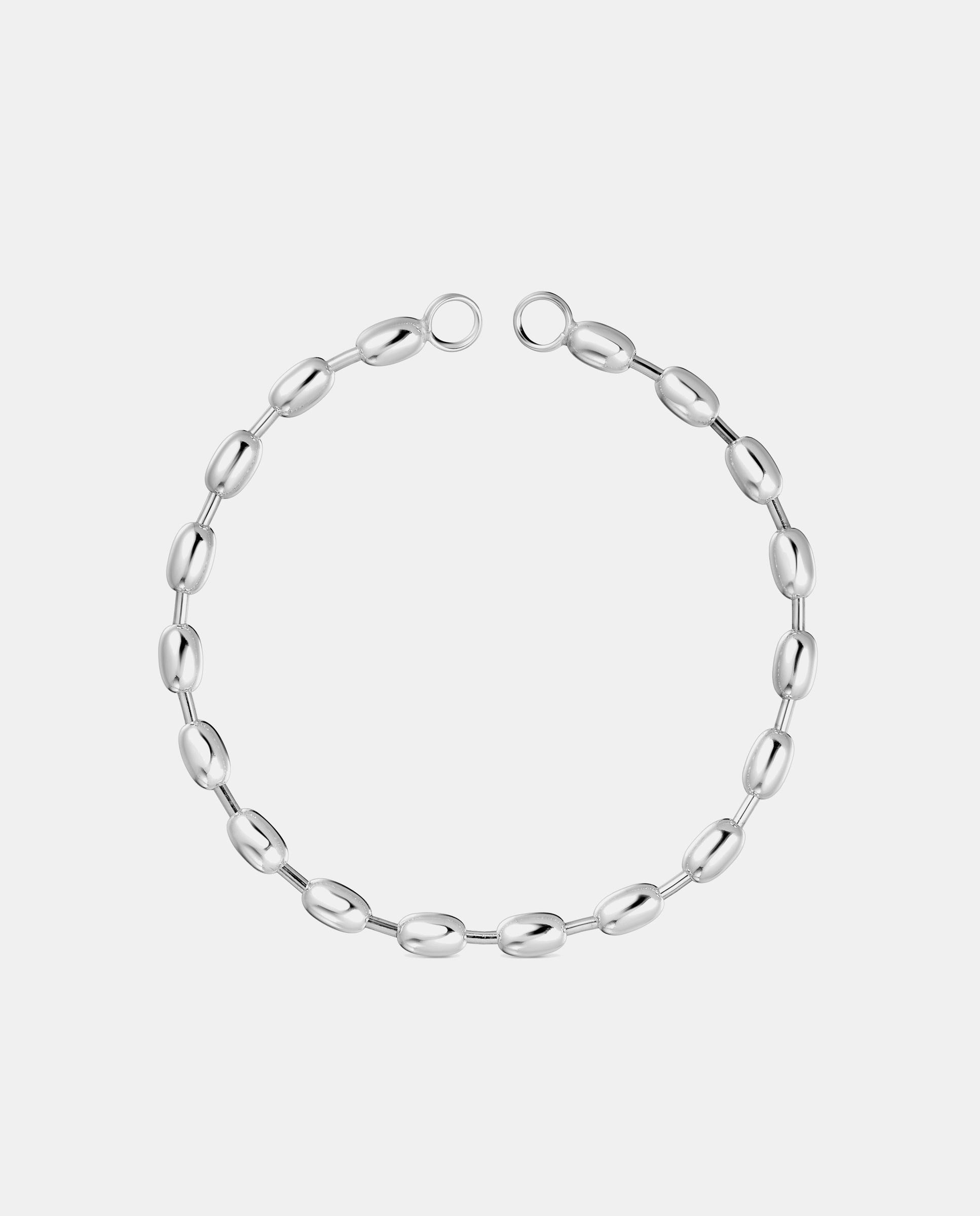 Pulseira de Corrente Hold Oval de Prata com Bolas Ovaladas Prateado-2