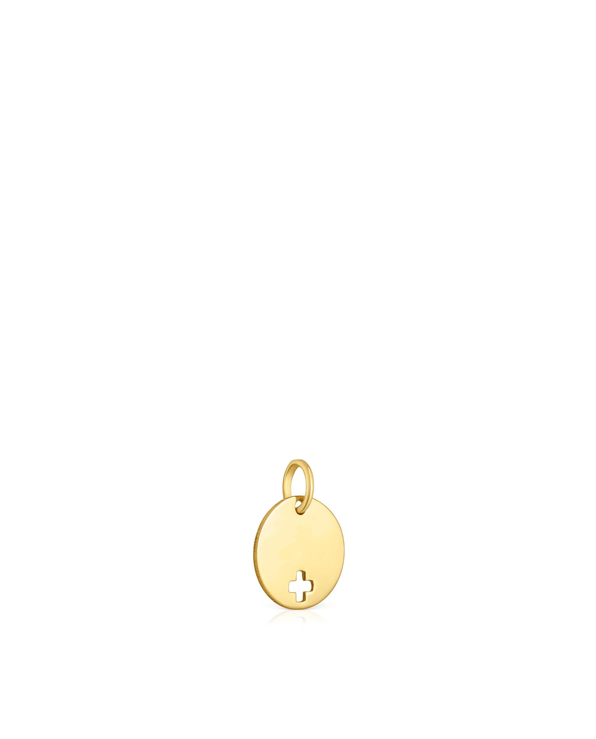 Pendente Basics Medalha com Cruz de Ouro 18 Kt Dourado-2