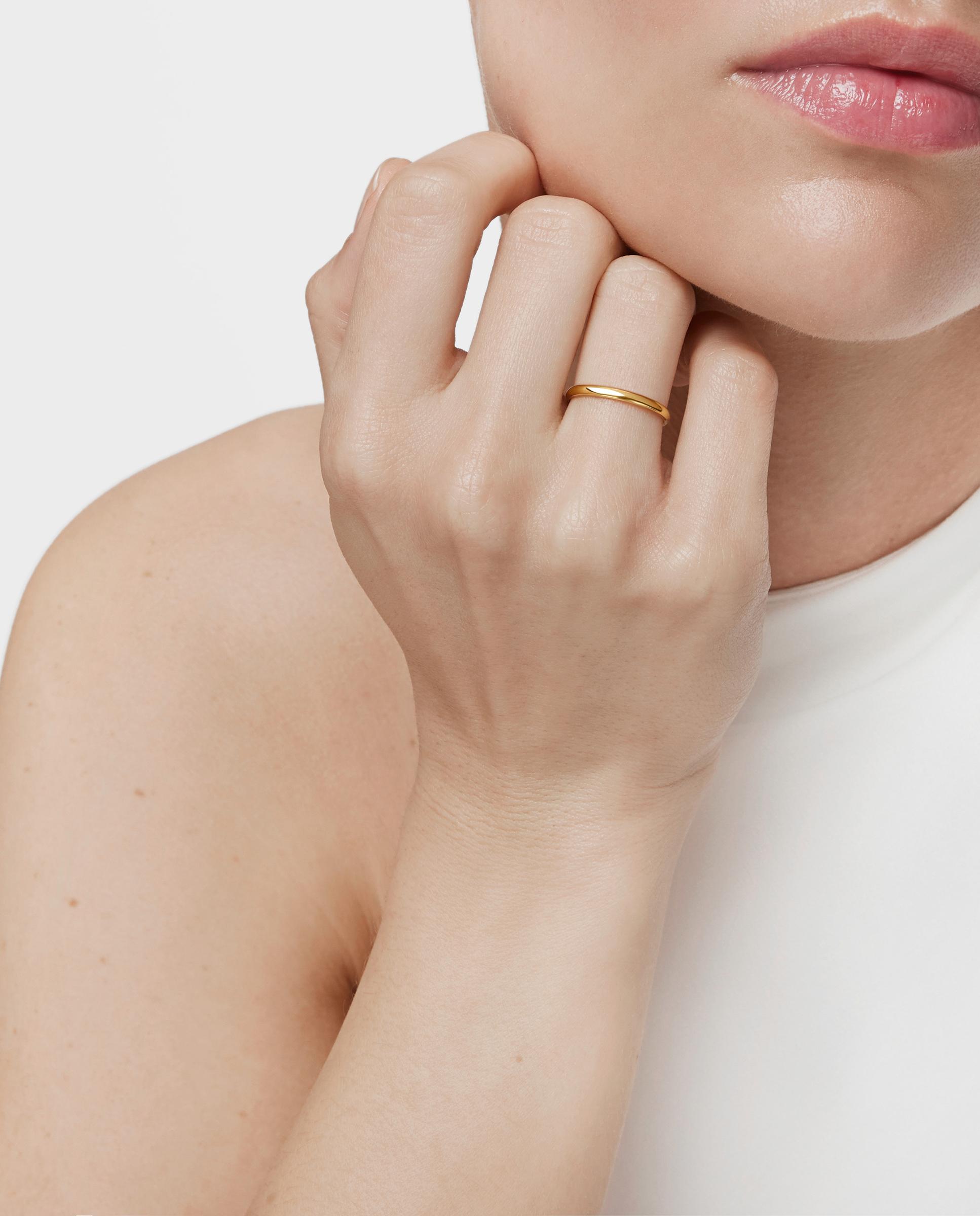 Anel Aliança de Casamento de Ouro Meia Cana 2 Mm Dourado-5