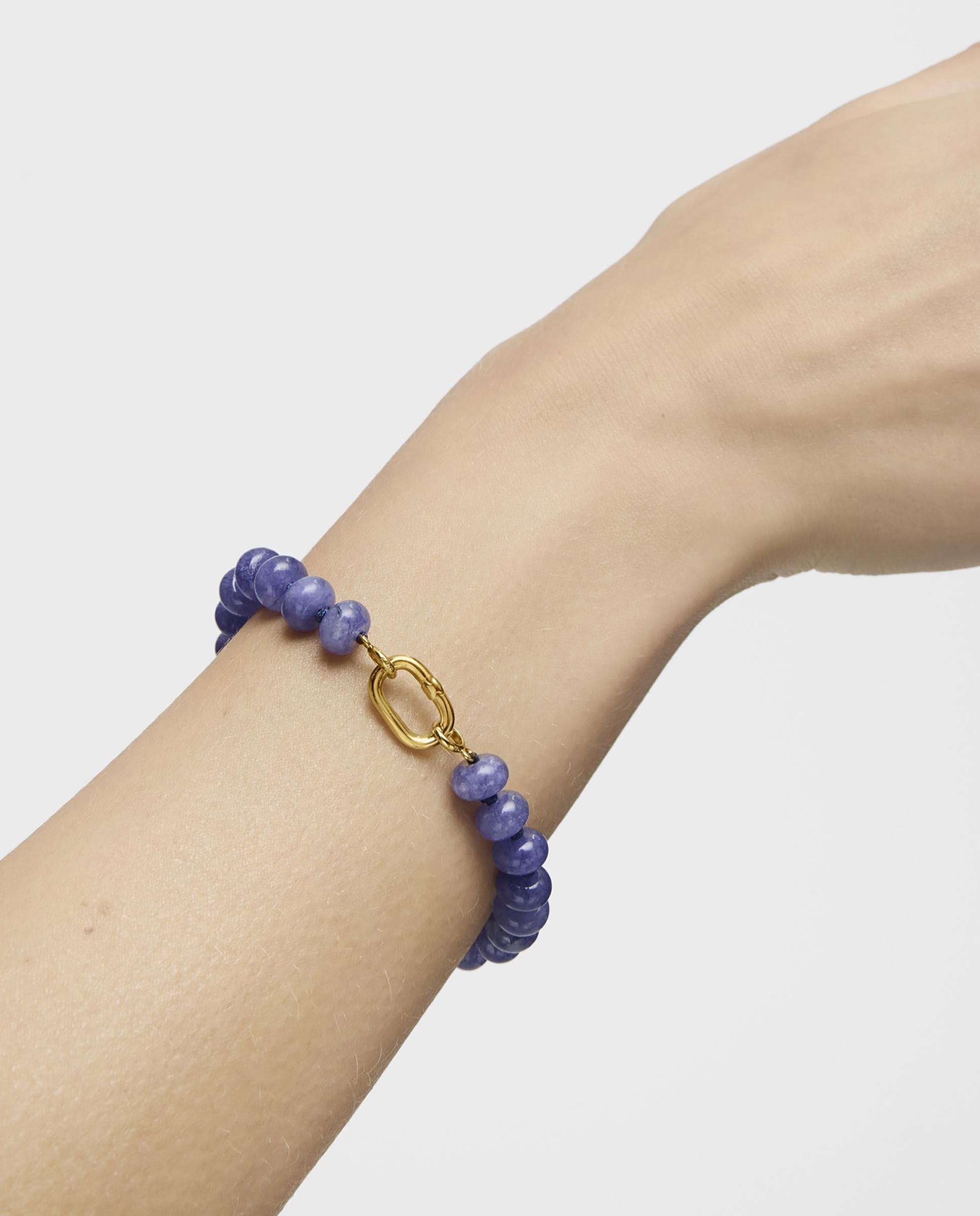 Pulseira Hold Oval Banhada a Ouro 18 Kt Sobre Prata e Quartzita Azul Azul-4