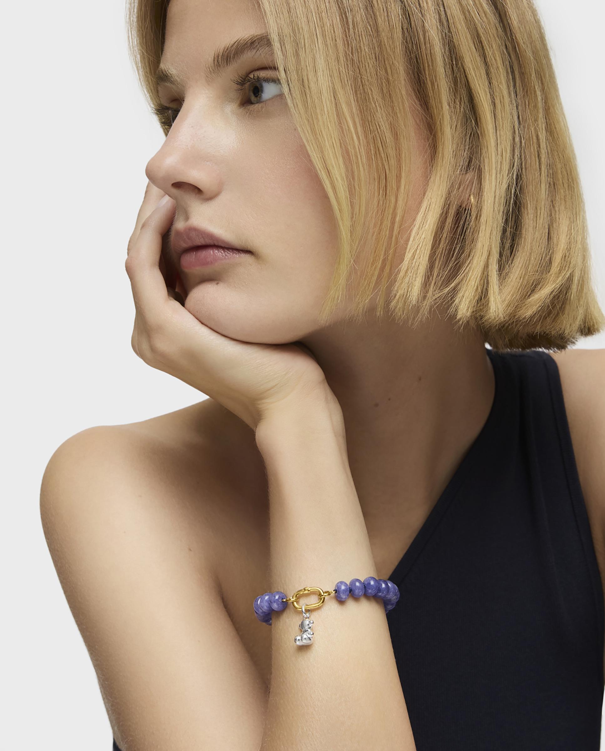 Pulseira Hold Oval Banhada a Ouro 18 Kt Sobre Prata e Quartzita Azul Azul-5