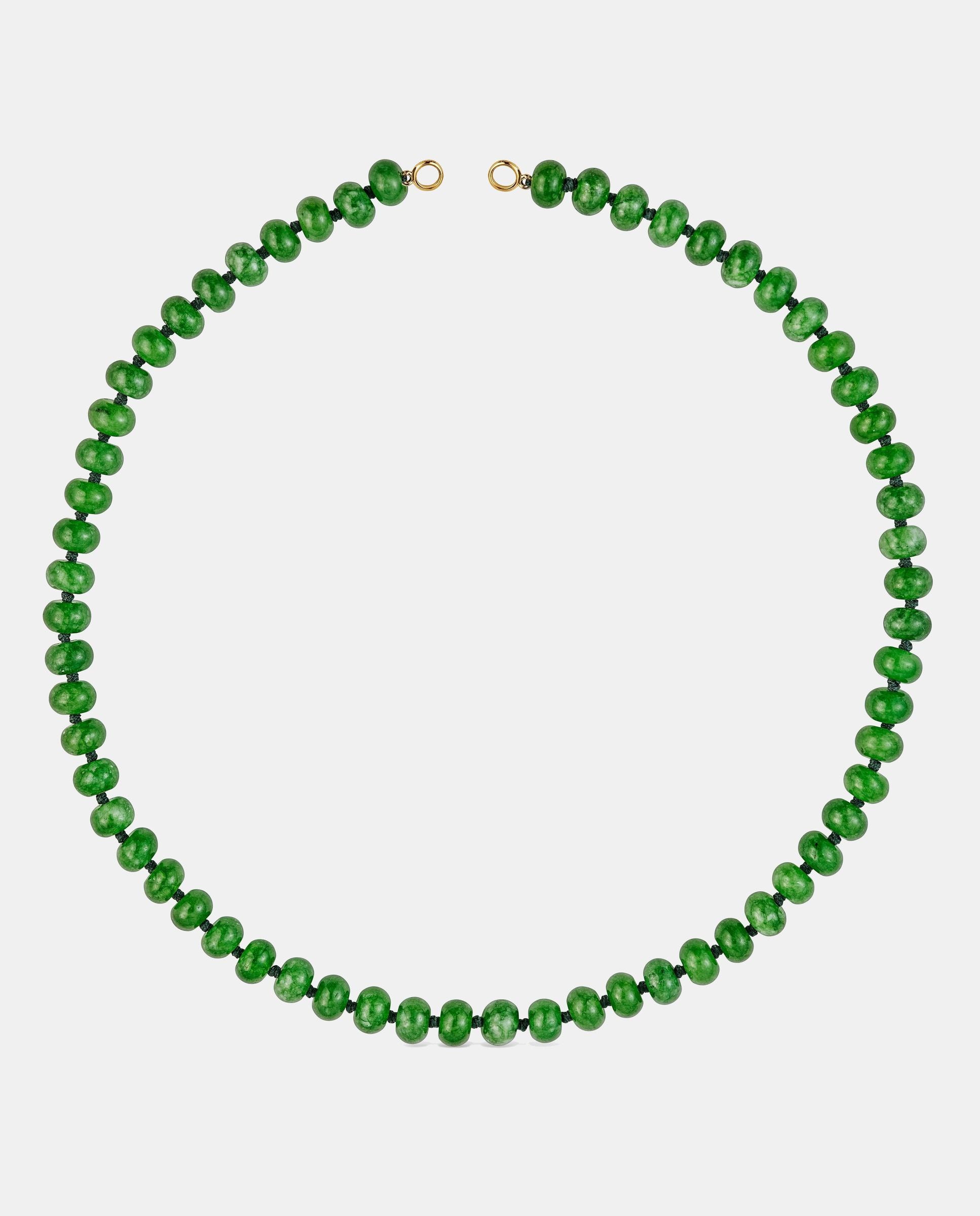 Colar Hold Oval Banhada em Ouro 18 Kt Sobre Prata e Cuarzita Verde-1