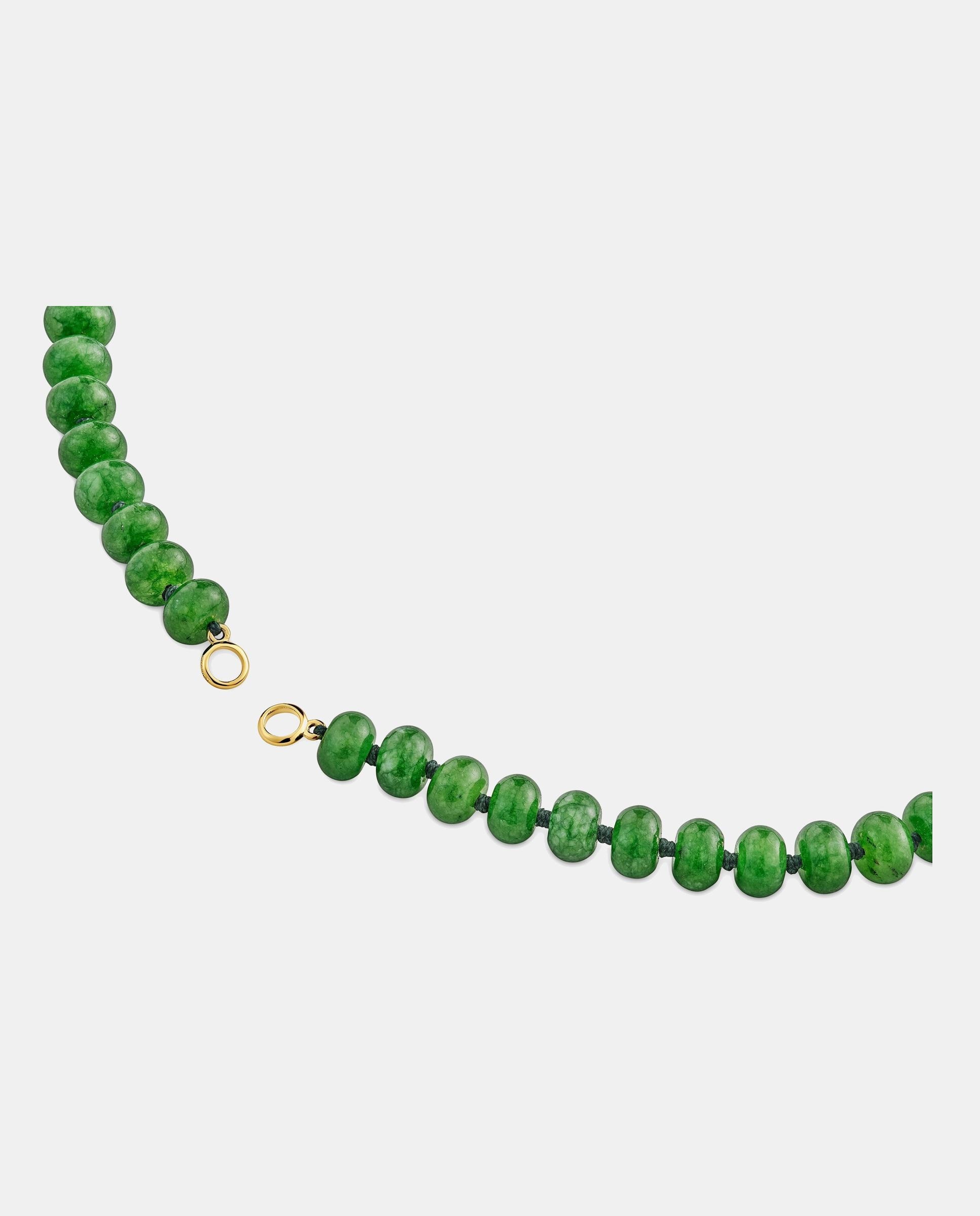 Colar Hold Oval Banhada em Ouro 18 Kt Sobre Prata e Cuarzita Verde-2