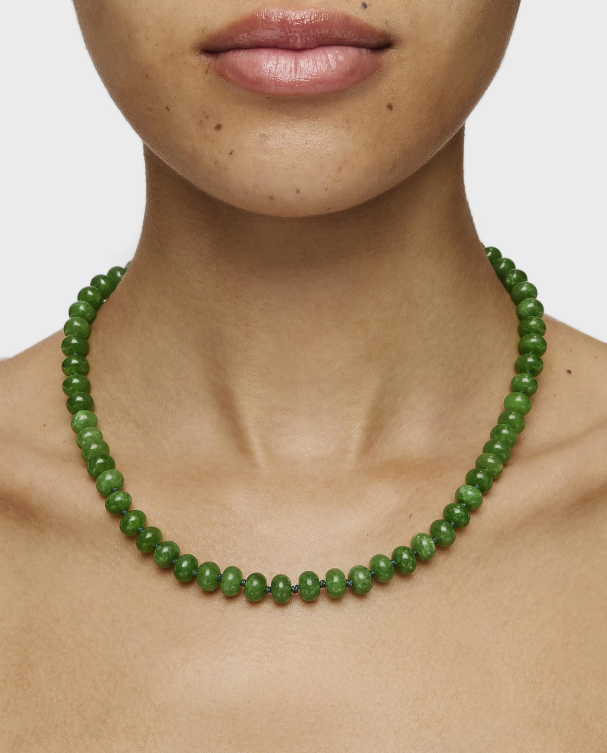 Colar Hold Oval Banhada em Ouro 18 Kt Sobre Prata e Cuarzita Verde-4