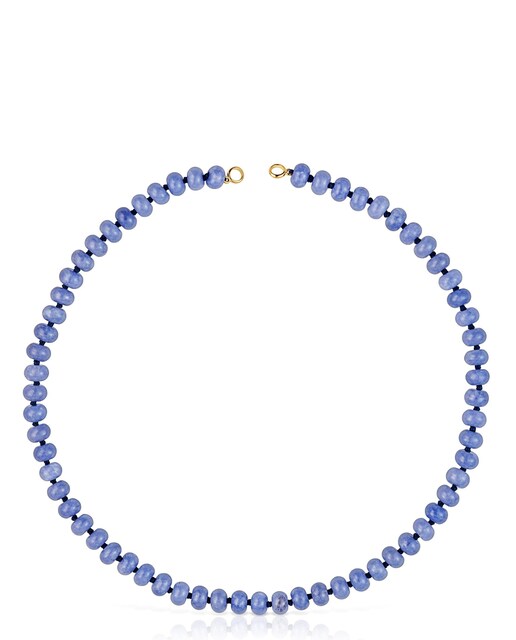 Imagem 0 de Gargantilha Hold Oval Banhada em Ouro 18 kt sobre Prata e Quartzito Azul