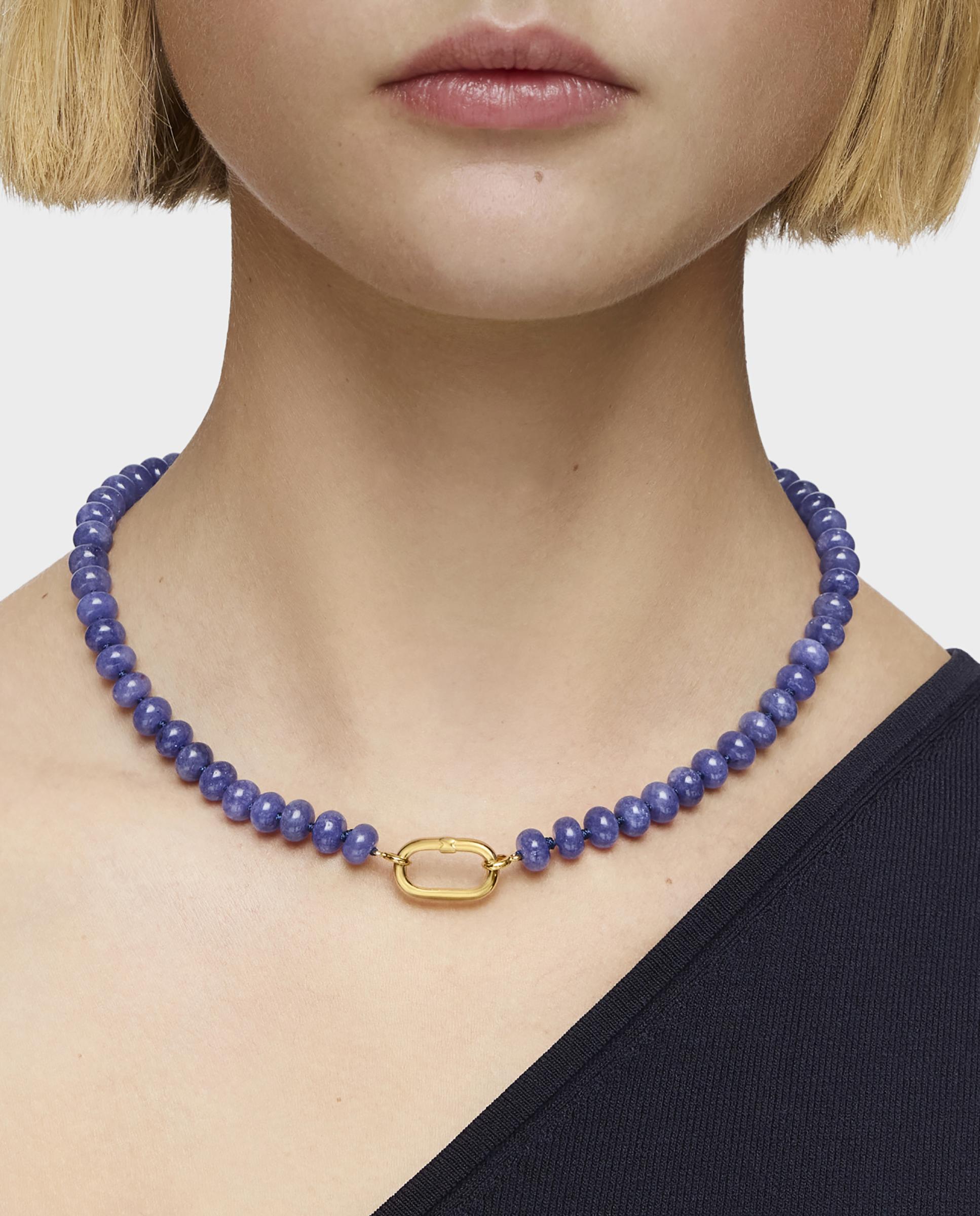 Colar Hold Oval Banhado a Ouro 18 Kt Sobre Prata e Quartzite Azul-5