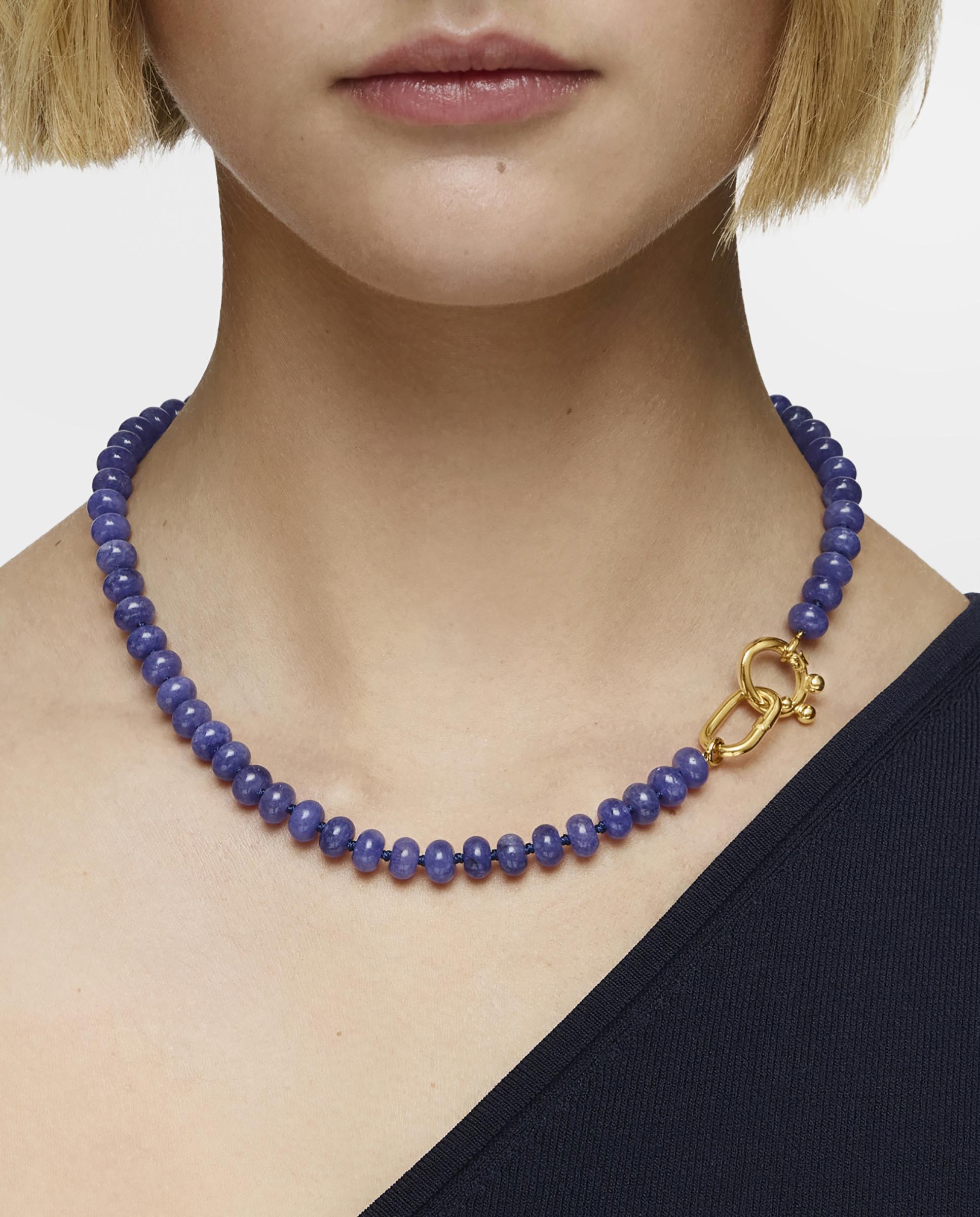 Colar Hold Oval Banhado a Ouro 18 Kt Sobre Prata e Quartzite Azul-6