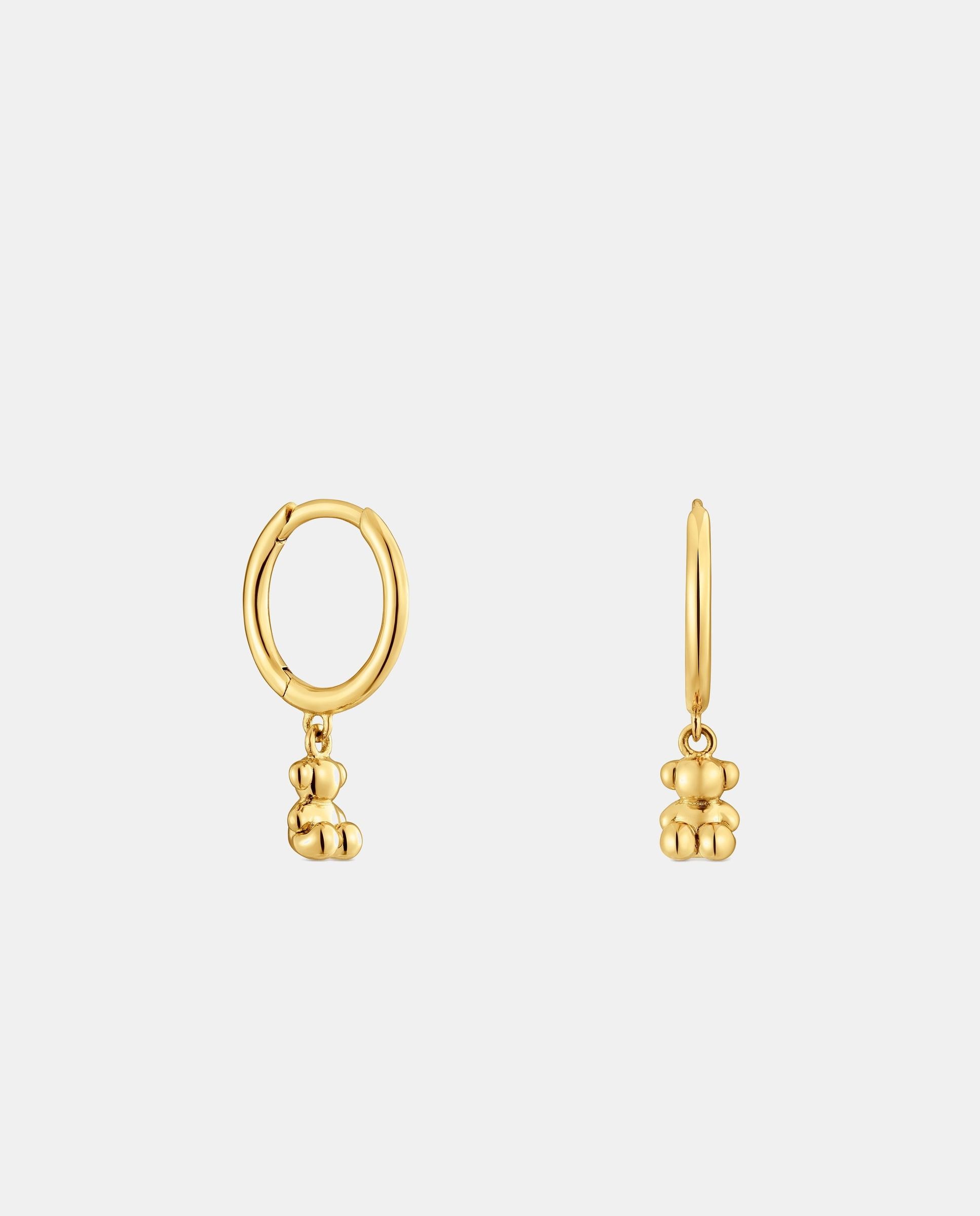 Imagem 0 de Brincos de Argola de Ouro e Detalhe Urso Bold Bear