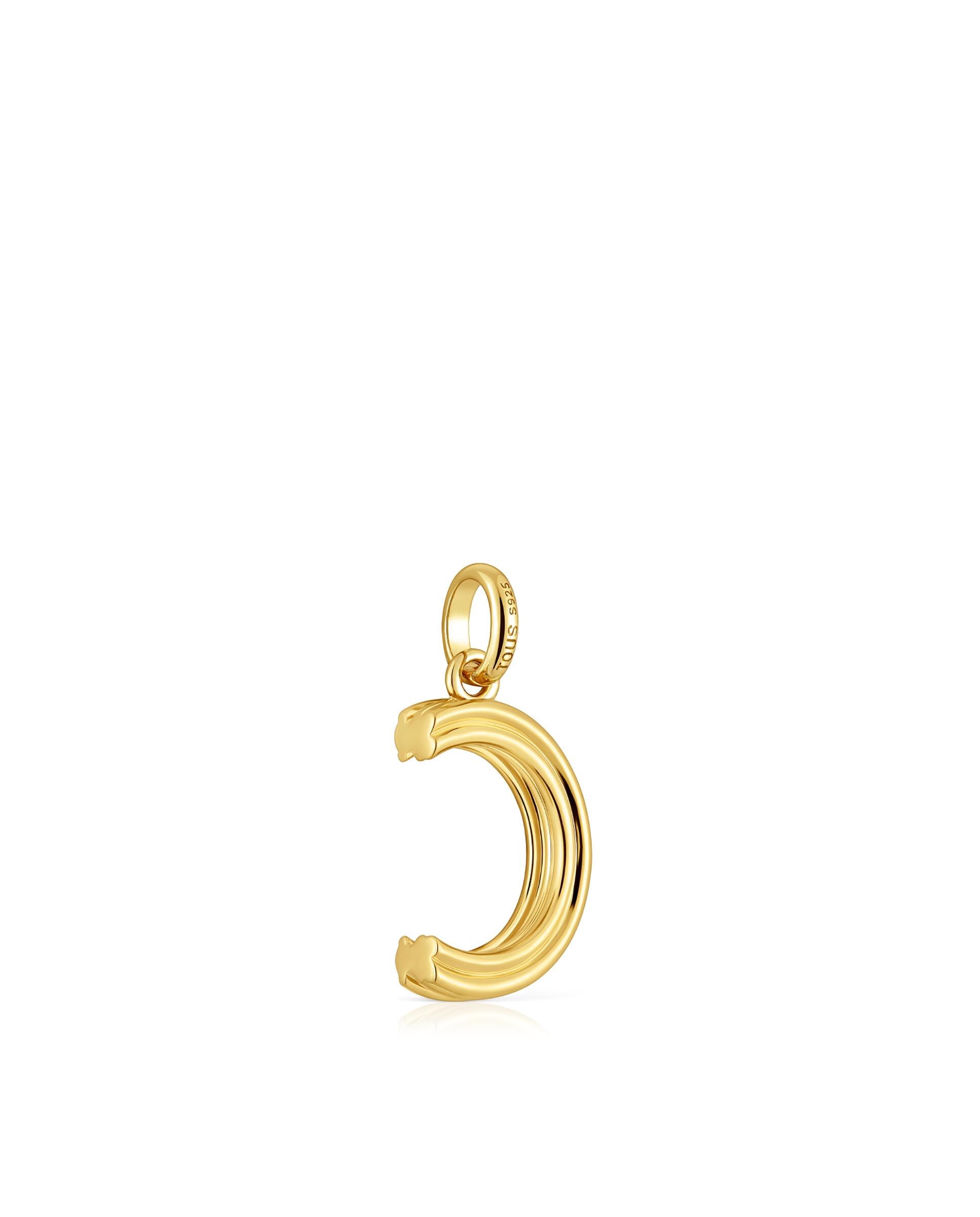 Pendente Alphabet Médio Letra C Banhado em Ouro 18 Kt Sobre Prata Dourado-3