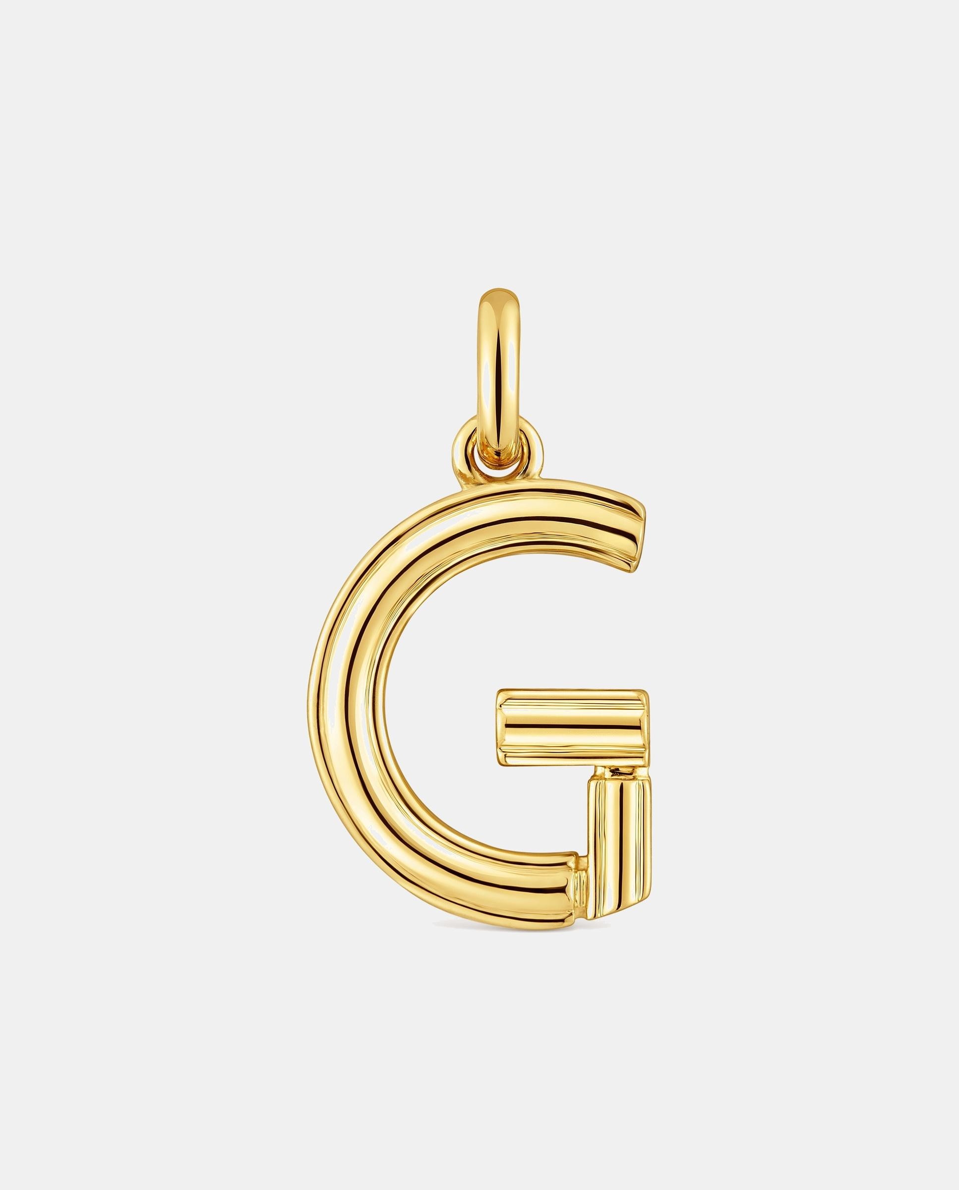Pendente Alphabet Médio Letra G Banhado a Ouro 18 Kt Sobre Prata Dourado-1