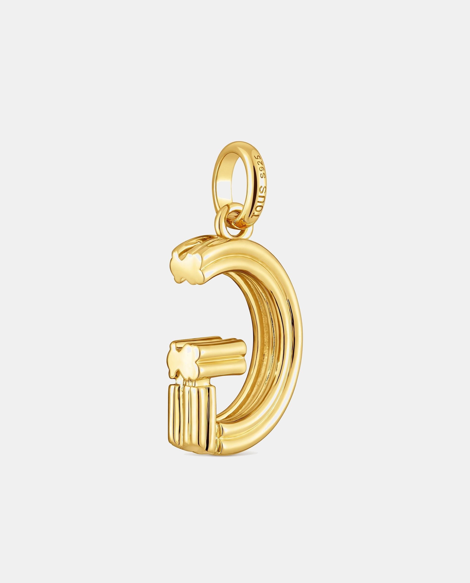 Pendente Alphabet Médio Letra G Banhado a Ouro 18 Kt Sobre Prata Dourado-3