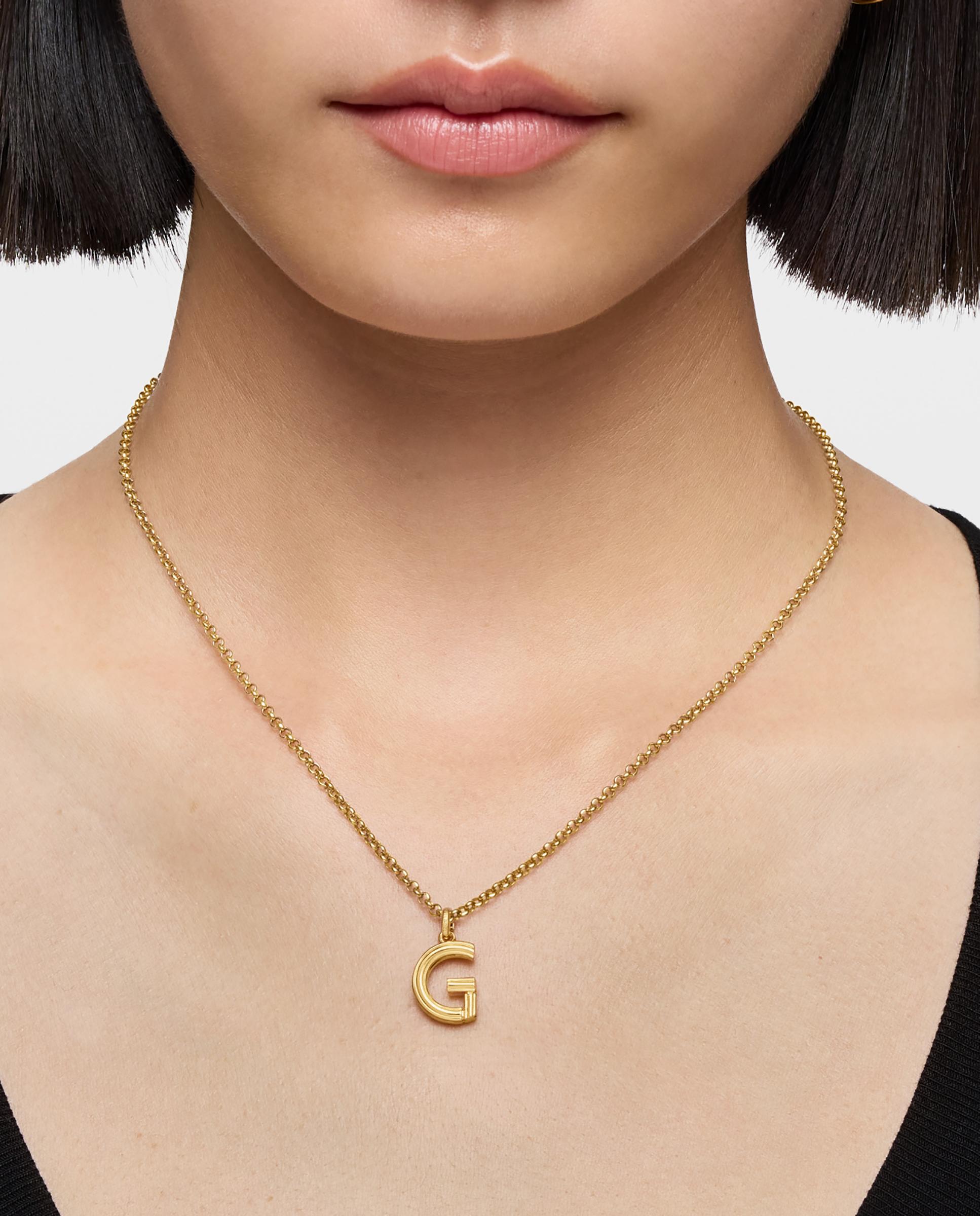 Pendente Alphabet Médio Letra G Banhado a Ouro 18 Kt Sobre Prata Dourado-4