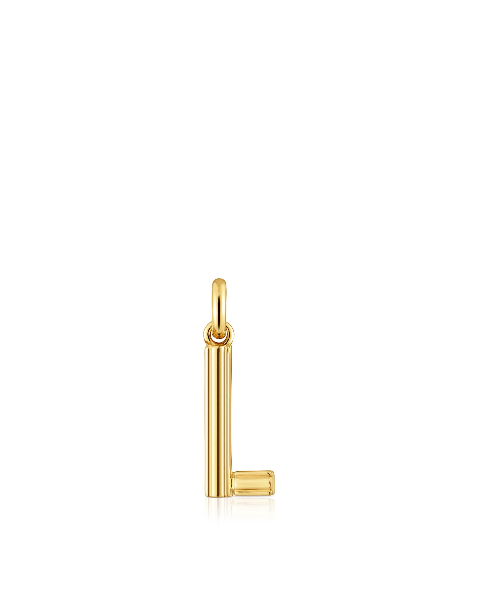 Pendente Alphabet Médio Letra L Banhado em Ouro 18 Kt Sobre Prata Dourado-1