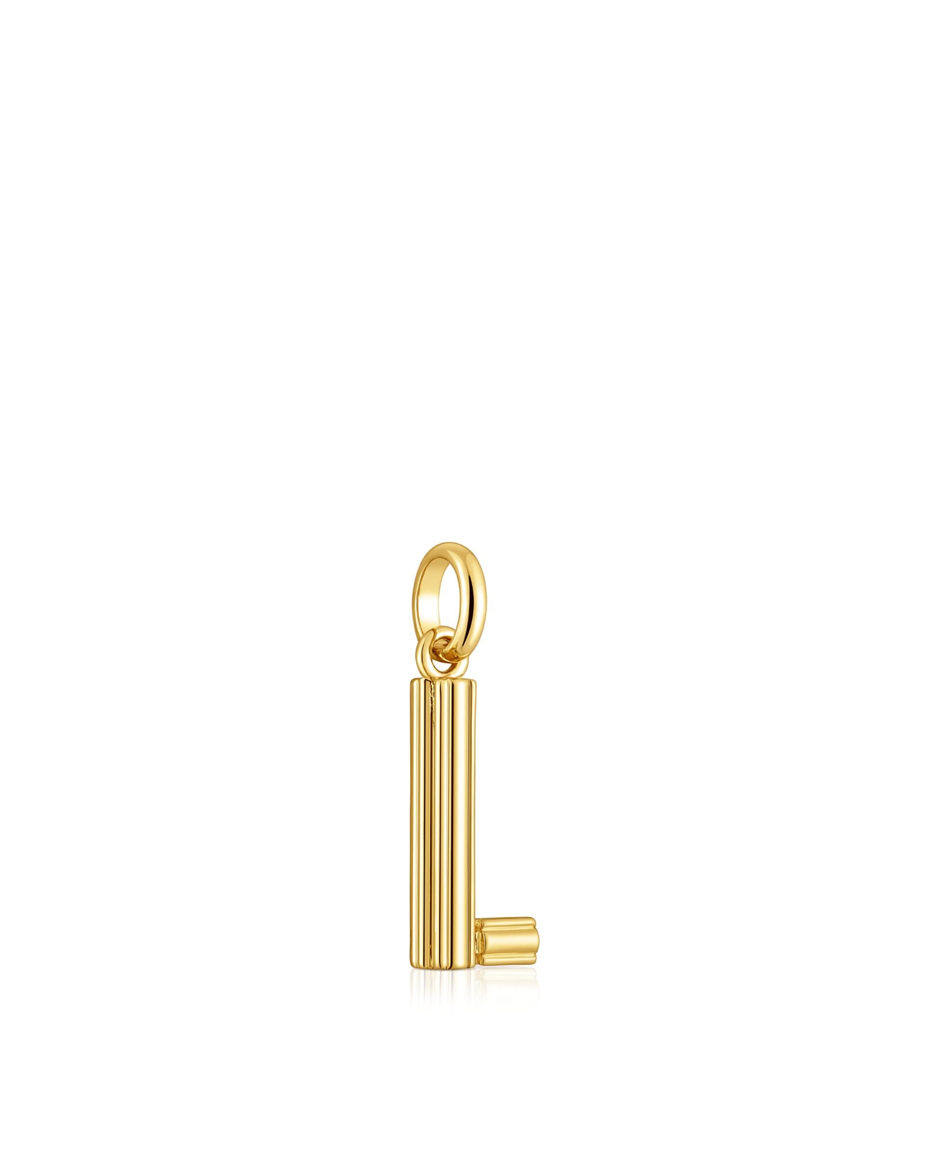 Pendente Alphabet Médio Letra L Banhado em Ouro 18 Kt Sobre Prata Dourado-2