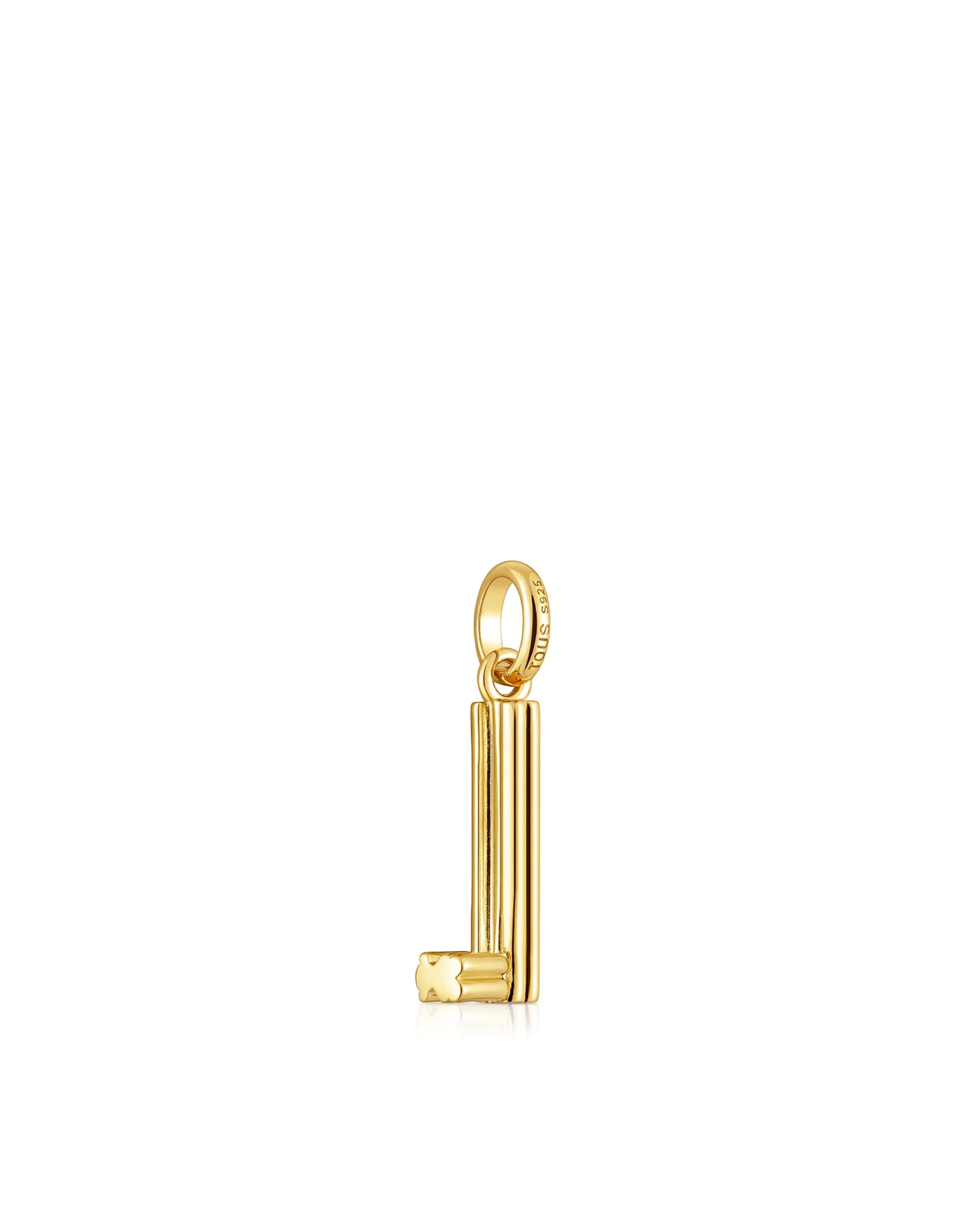 Pendente Alphabet Médio Letra L Banhado em Ouro 18 Kt Sobre Prata Dourado-3