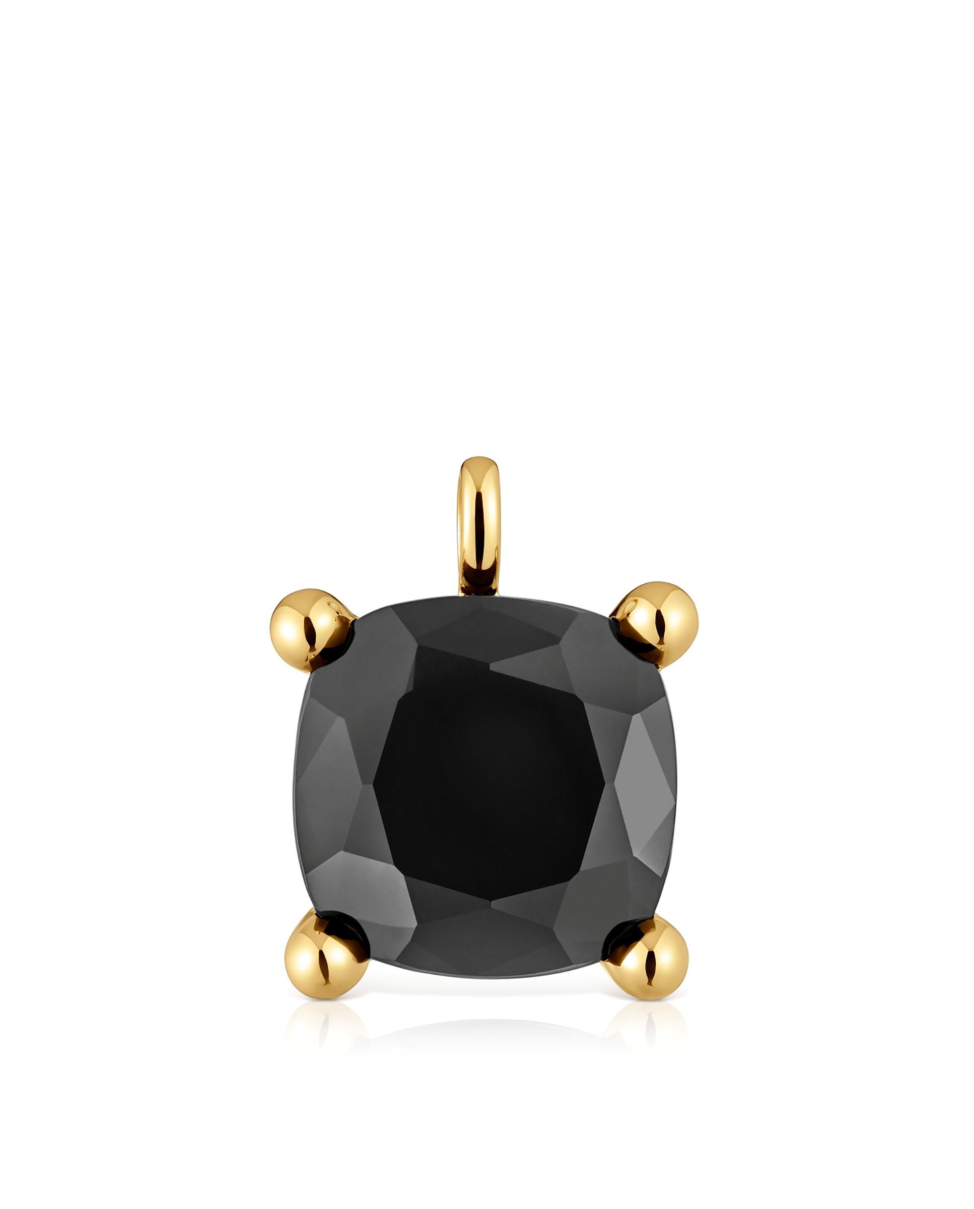 Pendente em Black Grande Banhado em Ouro 18 Kt Sobre Prata com Ónix Preto-1