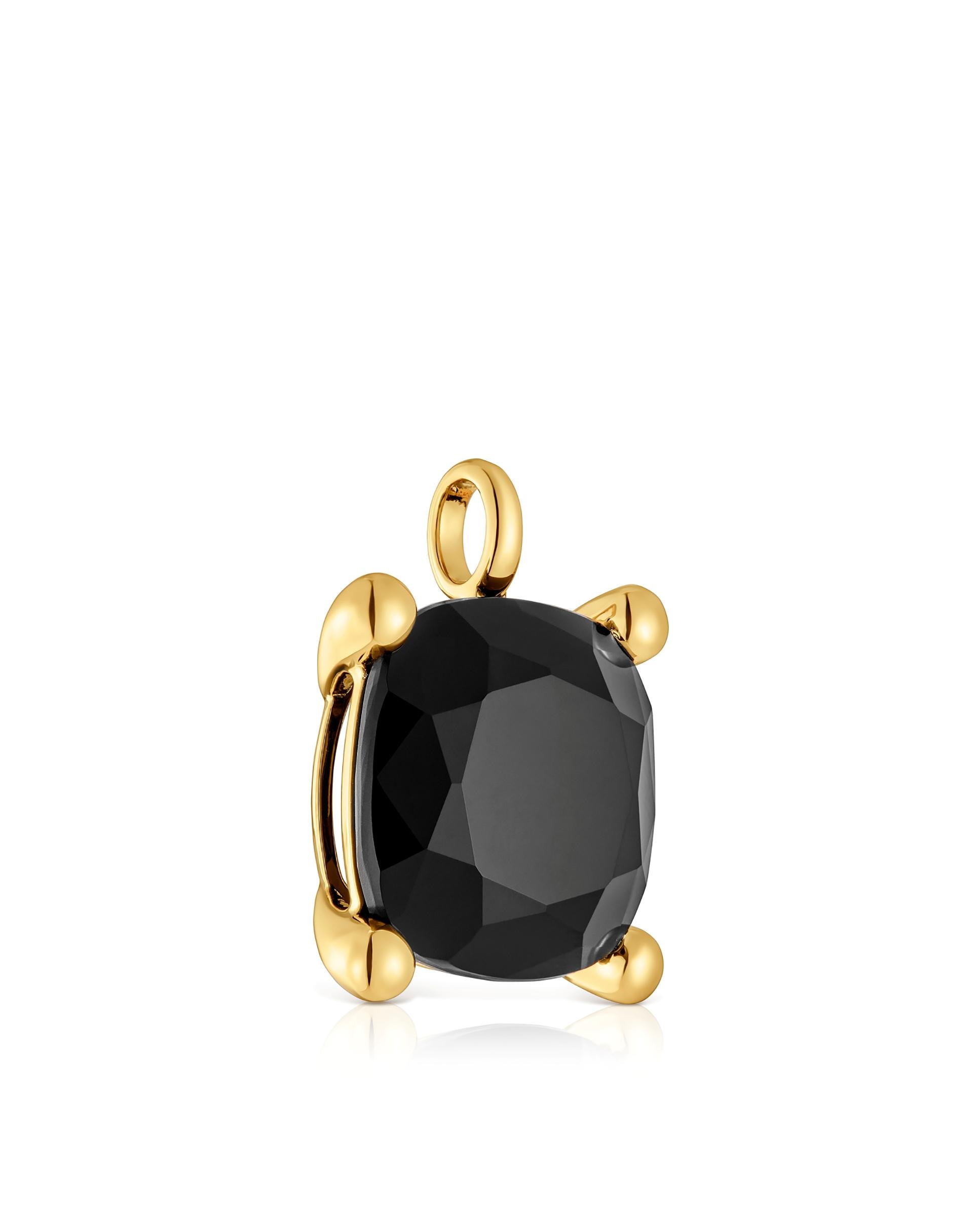 Pendente em Black Grande Banhado em Ouro 18 Kt Sobre Prata com Ónix Preto-2