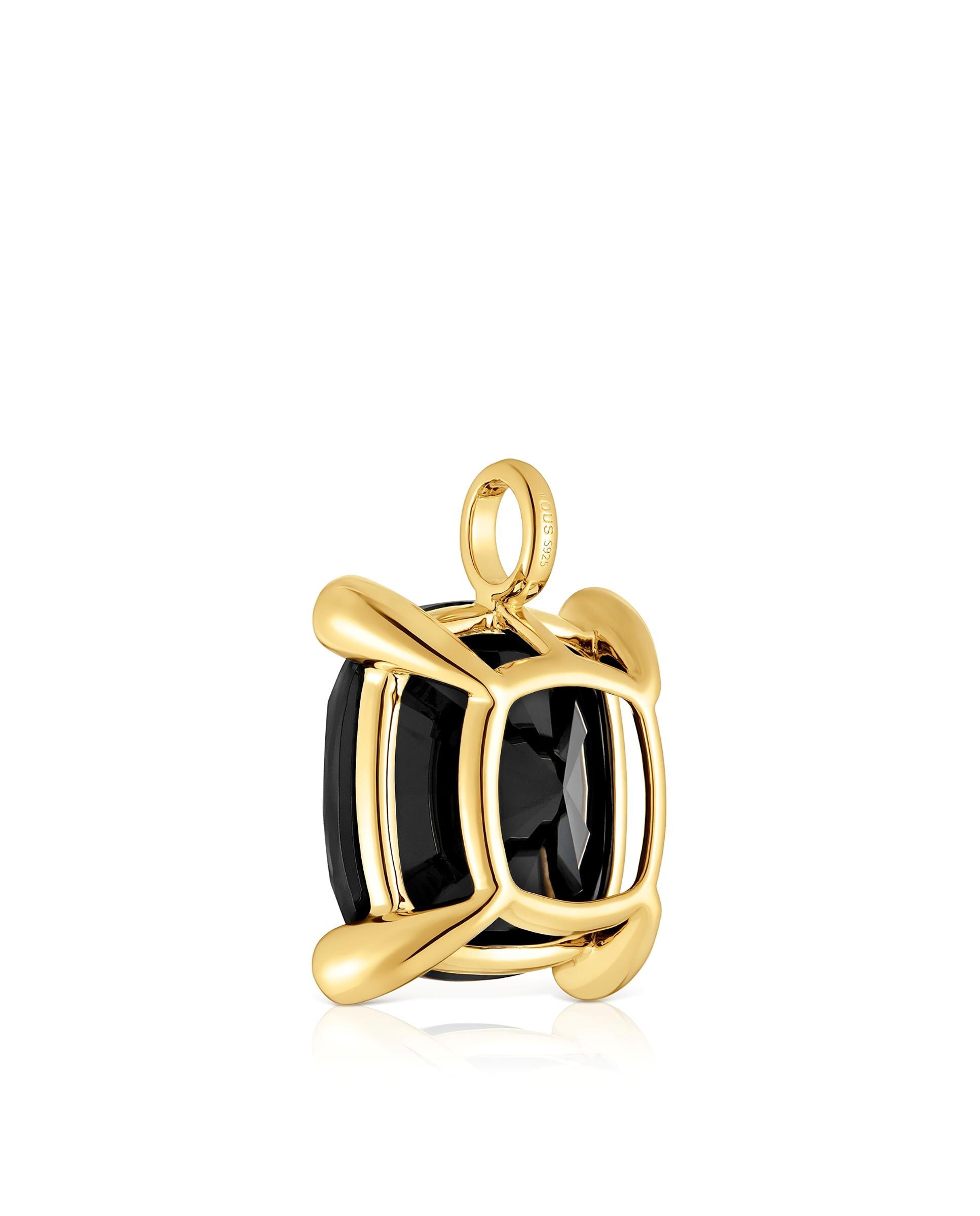 Pendente em Black Grande Banhado em Ouro 18 Kt Sobre Prata com Ónix Preto-3