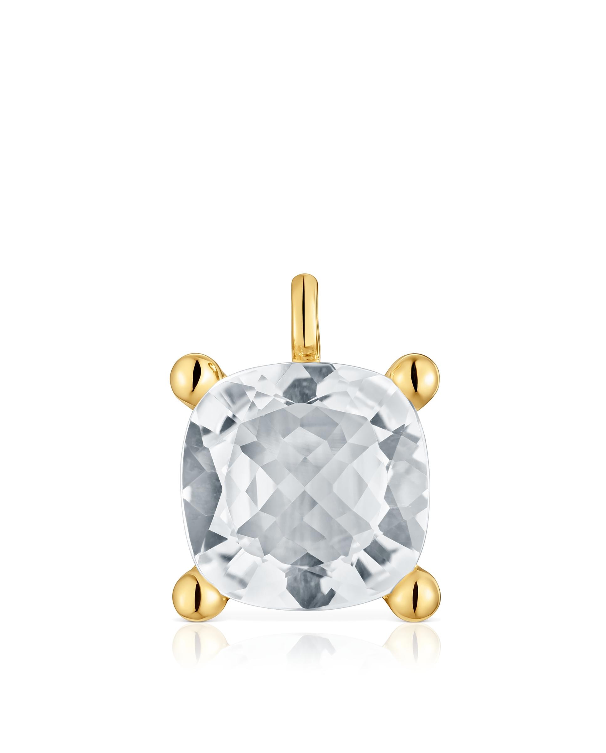 Pendente em White Grande Banhado em Ouro 18 Kt Sobre Prata com Quartzo Branco-1