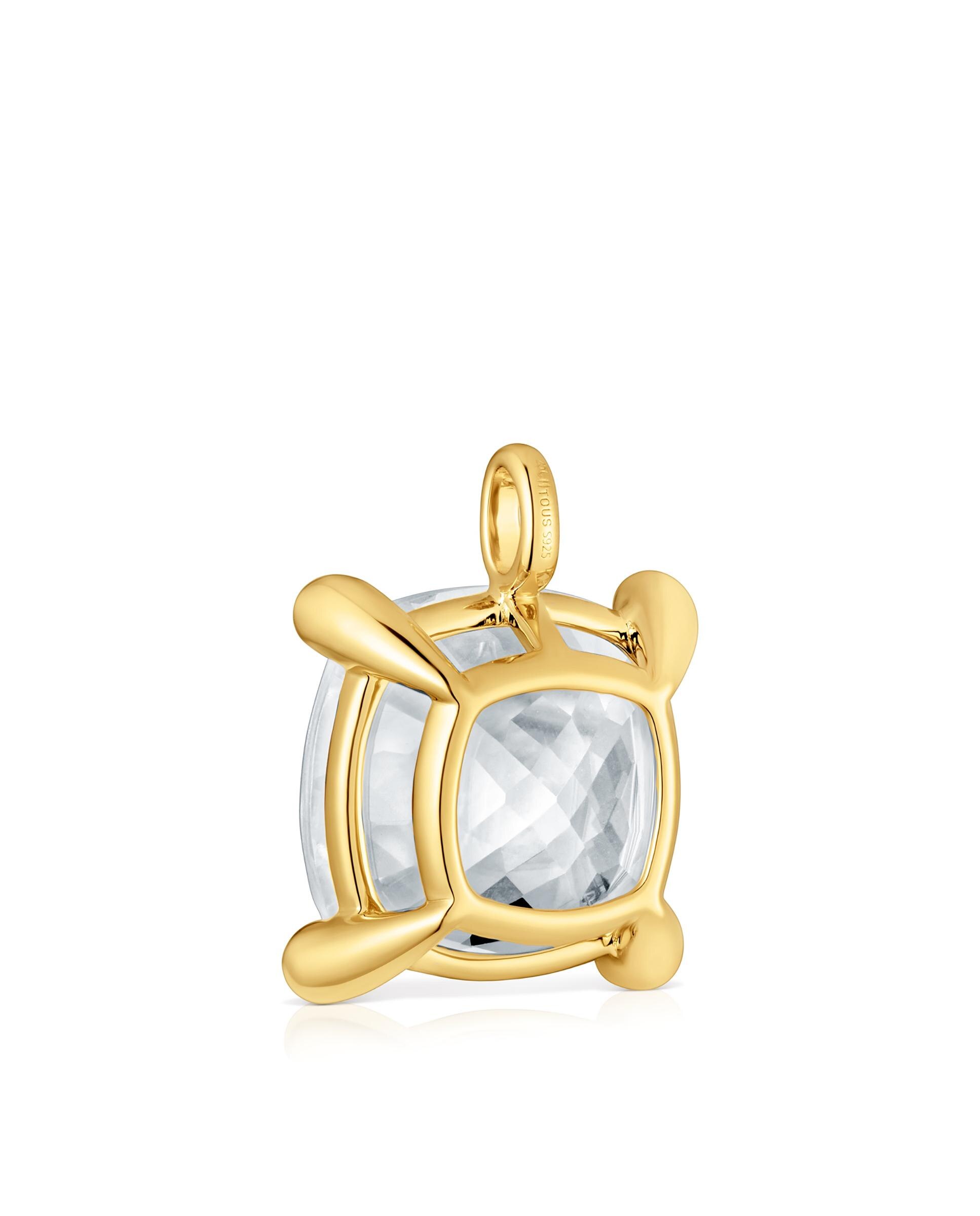 Pendente em White Grande Banhado em Ouro 18 Kt Sobre Prata com Quartzo Branco-3