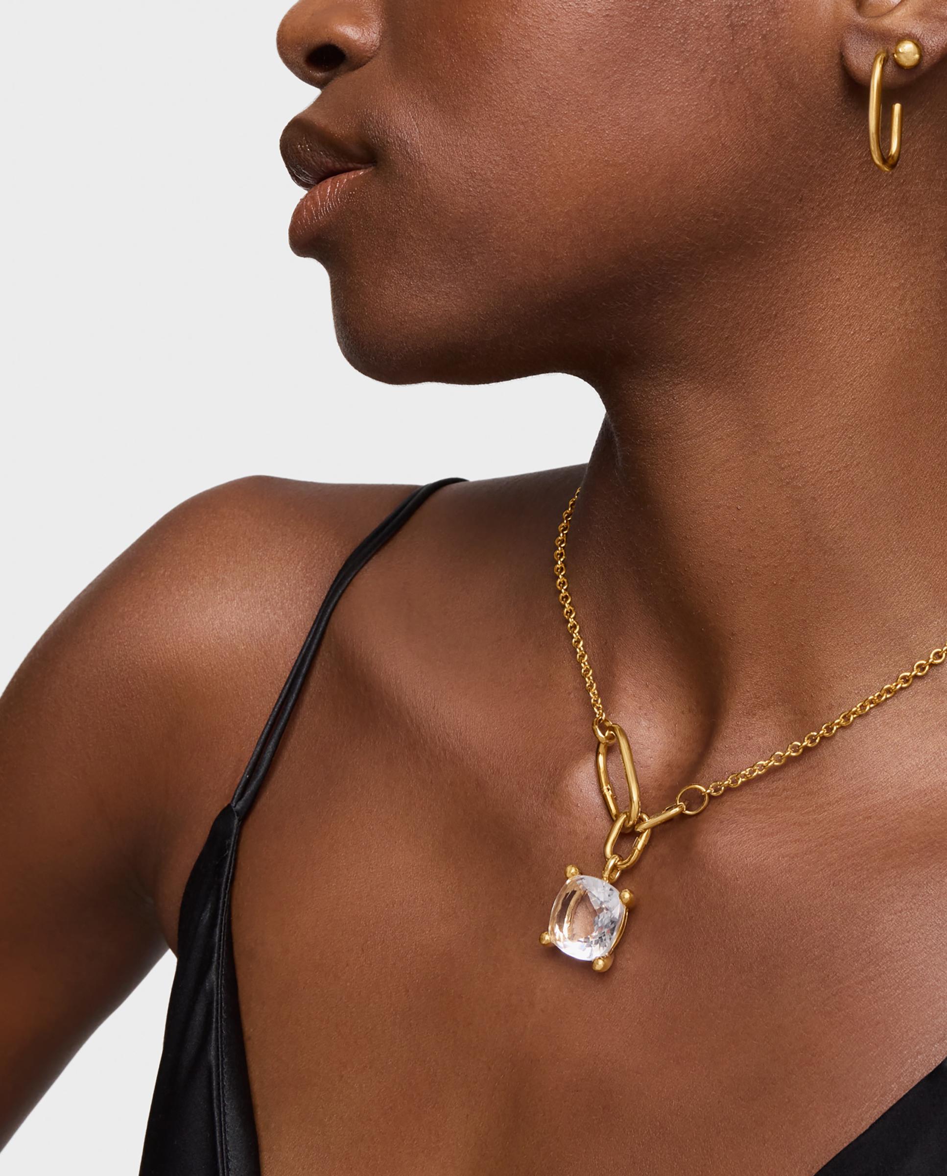 Pendente em White Grande Banhado em Ouro 18 Kt Sobre Prata com Quartzo Branco-4