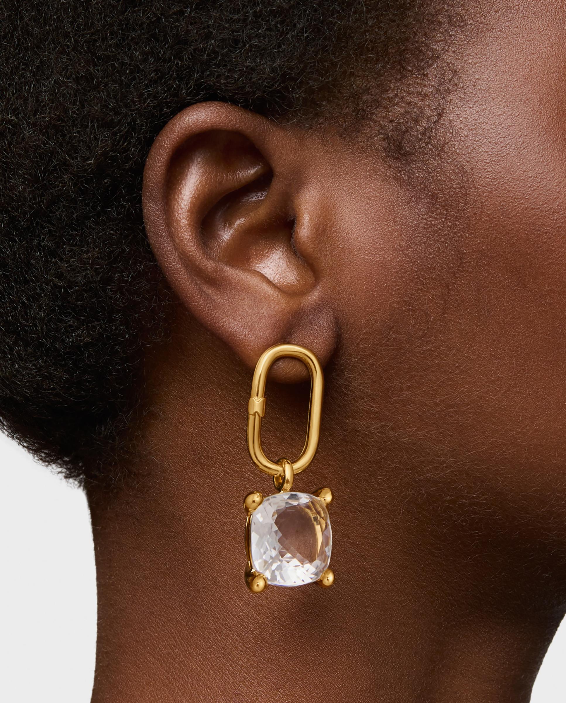 Pendente em White Grande Banhado em Ouro 18 Kt Sobre Prata com Quartzo Branco-5