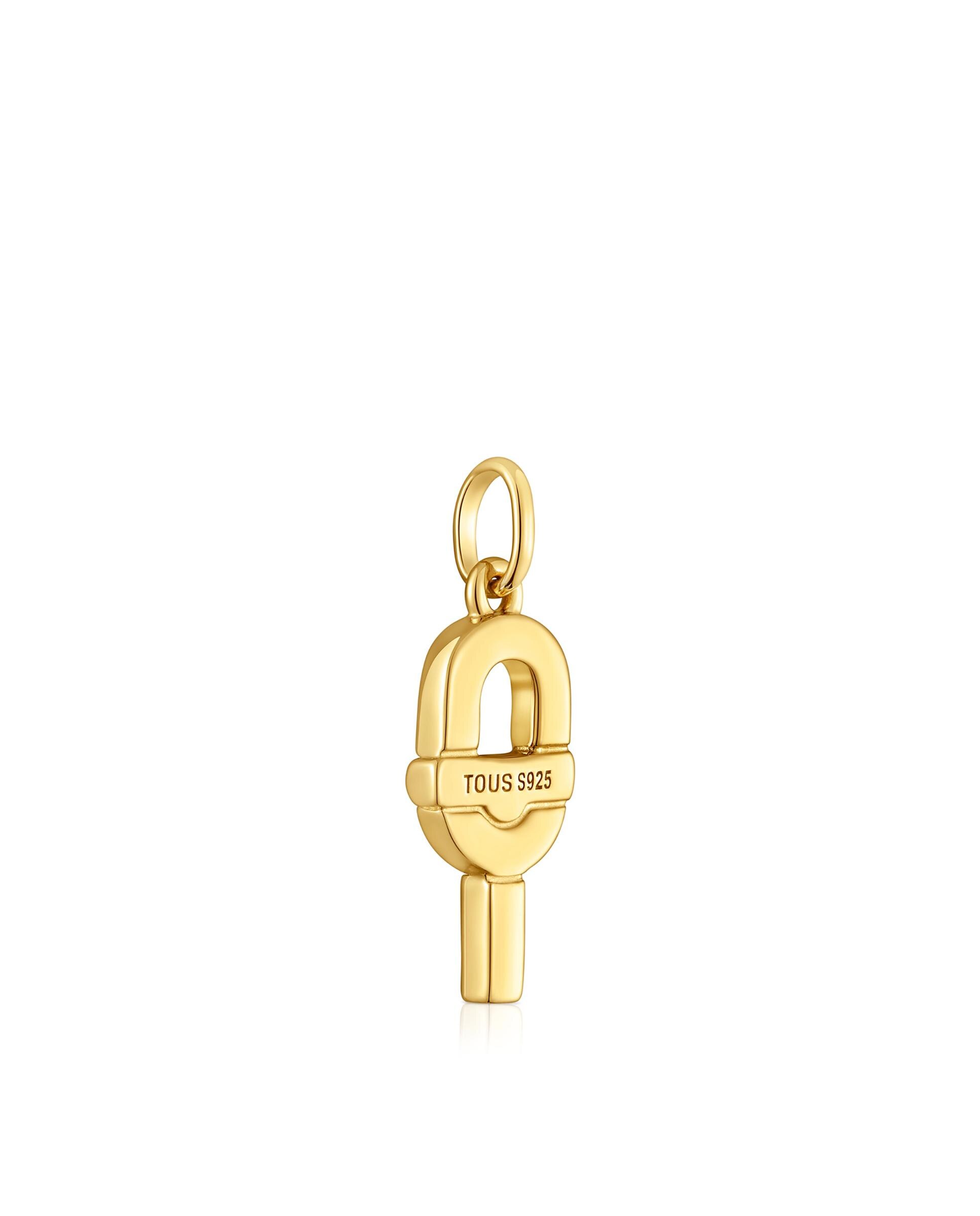 Pendente Manifesto Pequeno Banhado em Ouro de 18 Kt Sobre Prata Dourado-3
