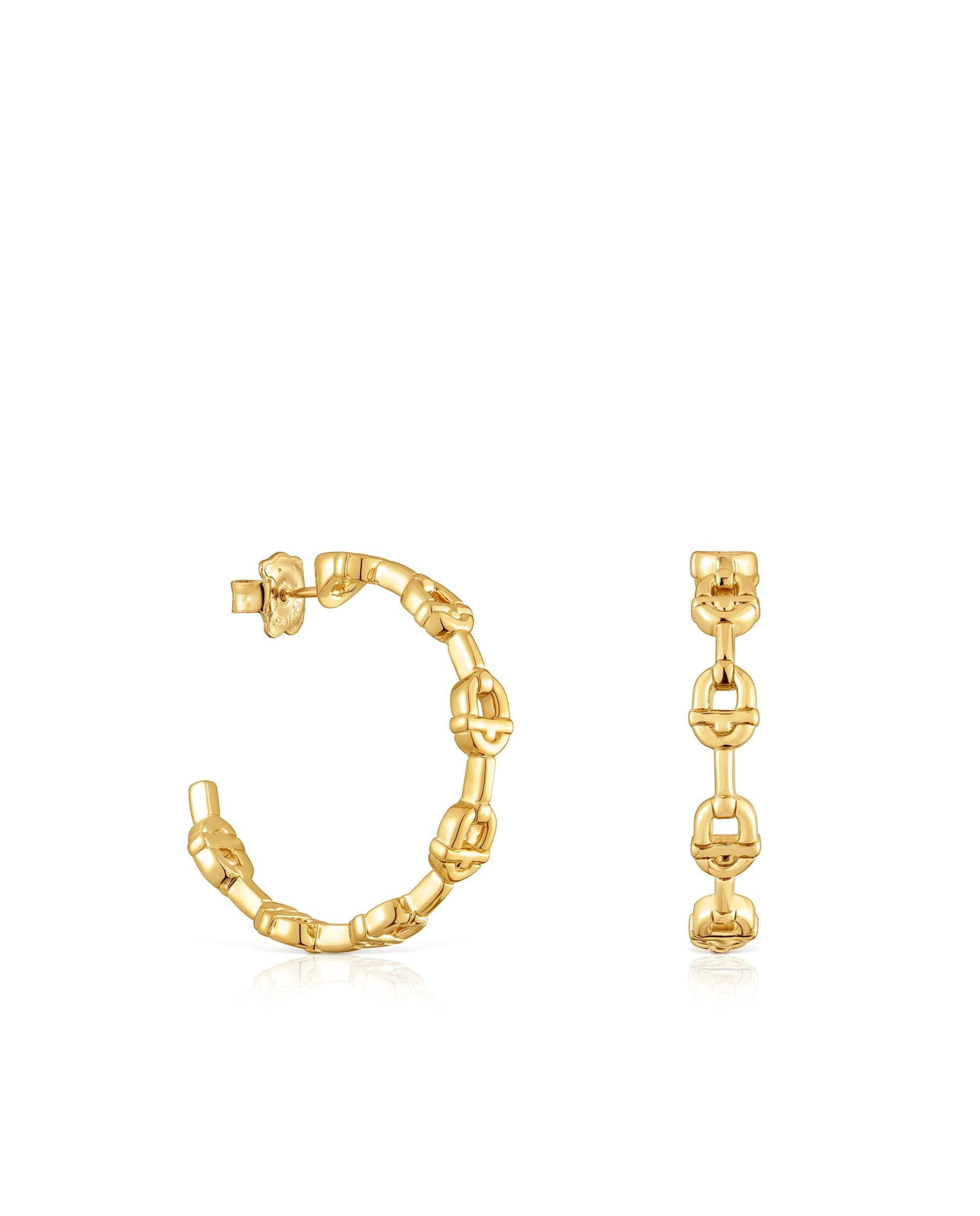 Brincos de Aro Manifesto com Logo Banhados a Ouro 18 Kt em Prata Dourado-1