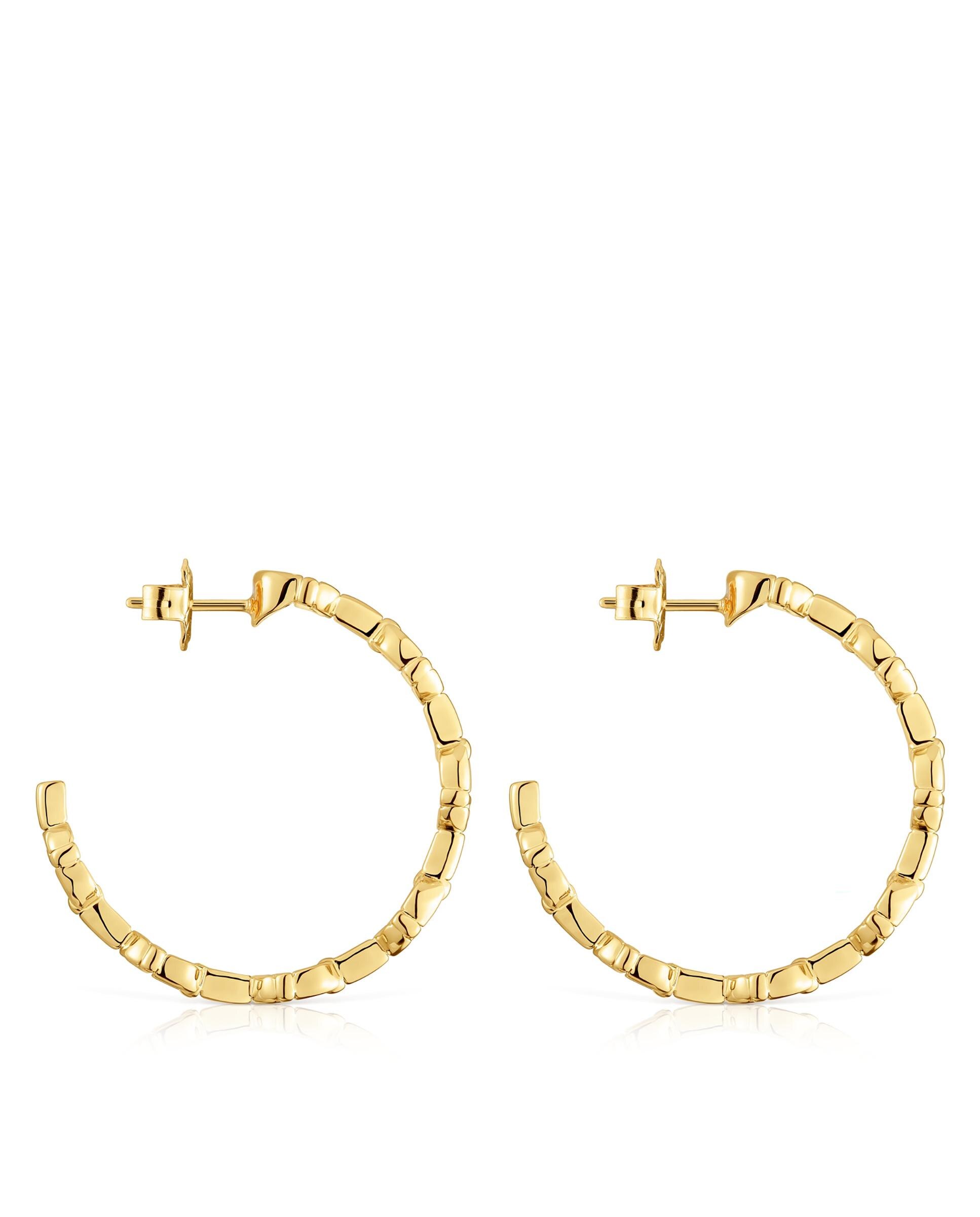 Brincos de Aro Manifesto com Logo Banhados a Ouro 18 Kt em Prata Dourado-2