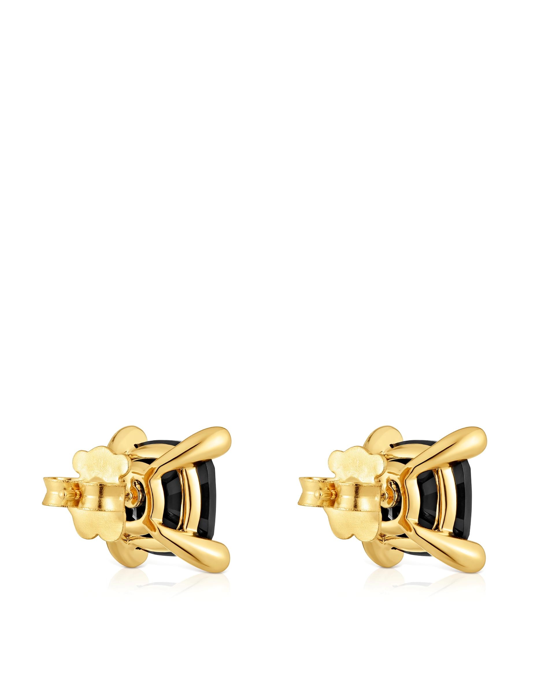 Brincos em Black Banhados a Ouro 18 Kt Sobre Prata com Ónix Preto-3