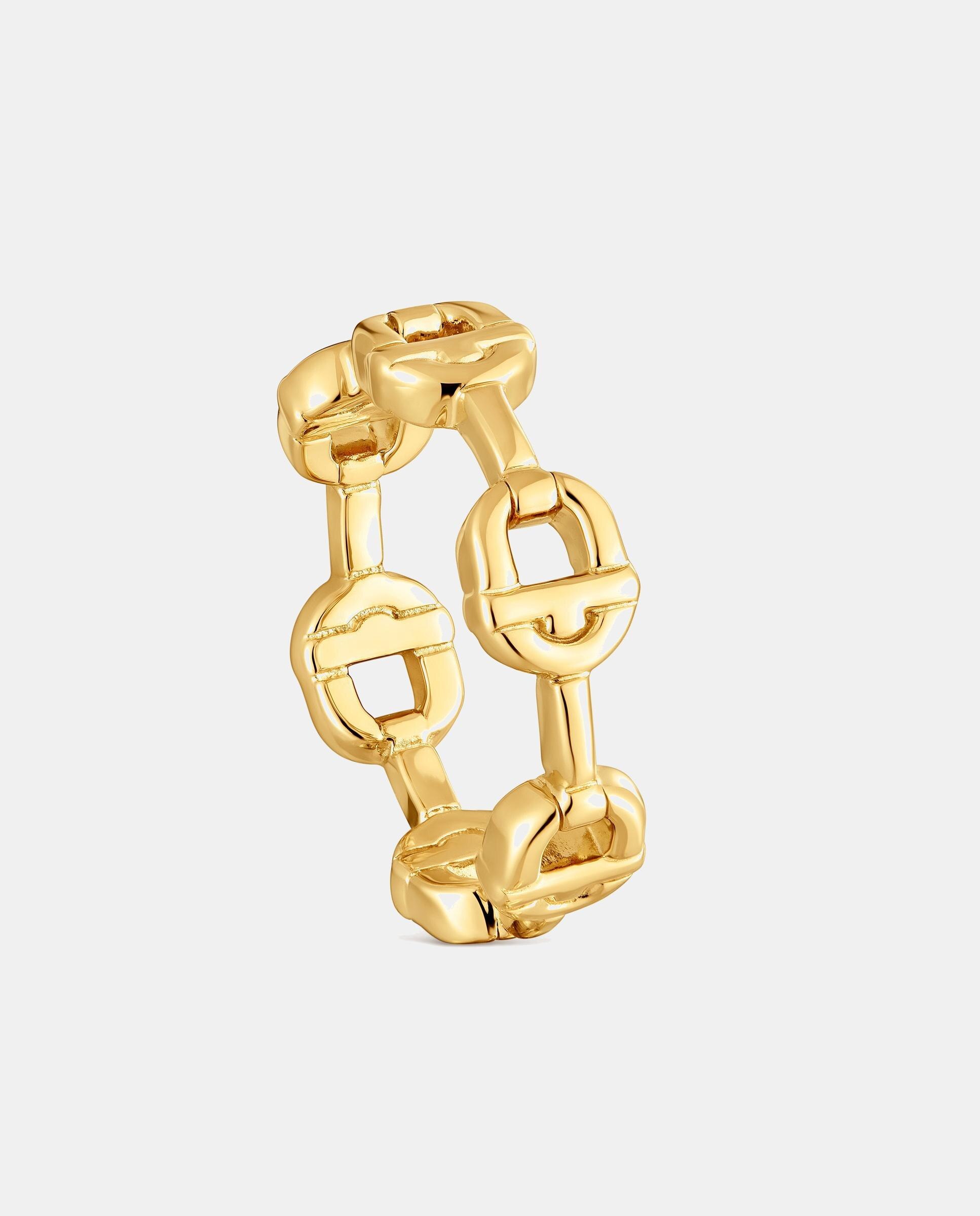 Anel Manifesto com Logo Banhado a Ouro 18 Kt Sobre Prata Dourado-1