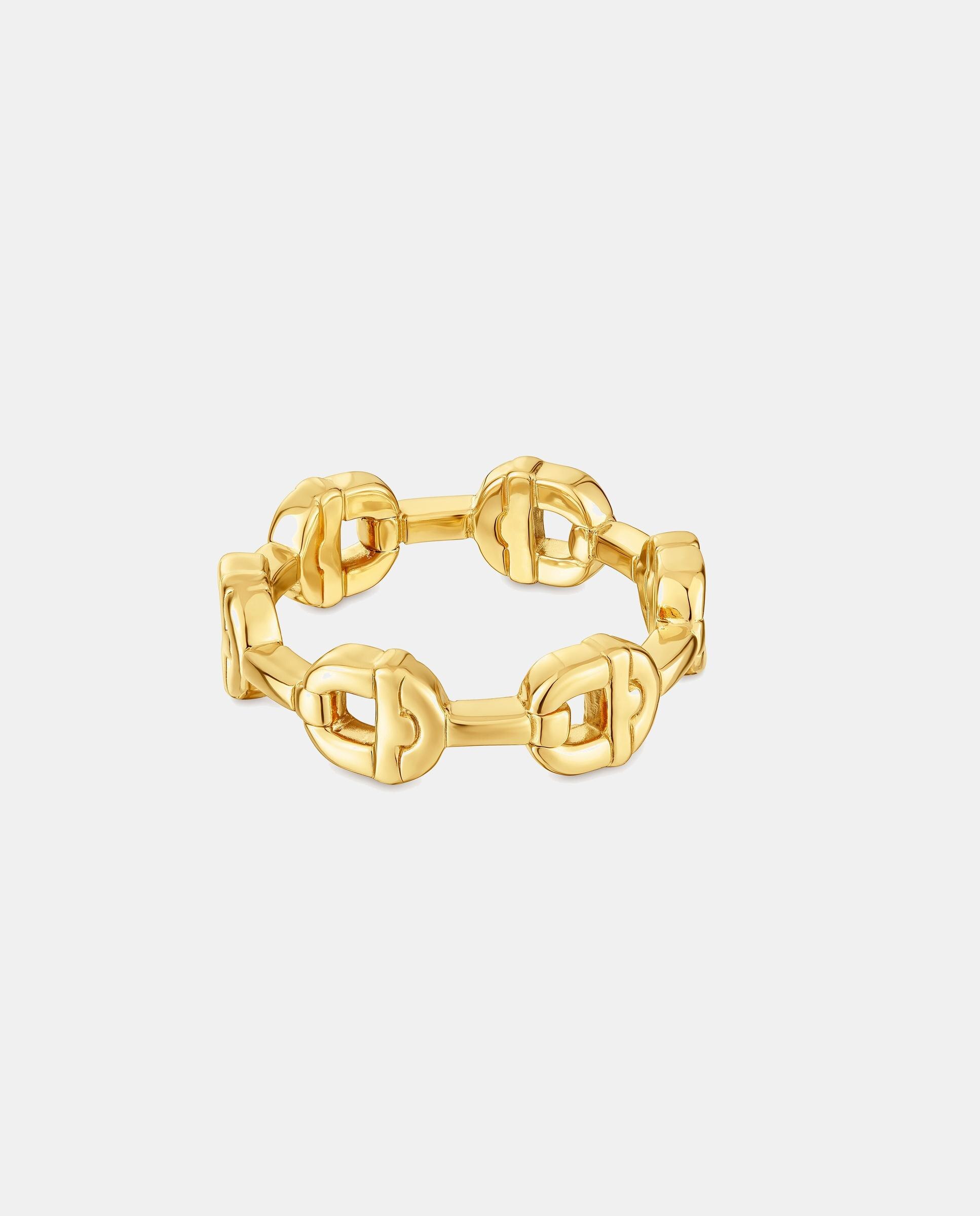 Anel Manifesto com Logo Banhado a Ouro 18 Kt Sobre Prata Dourado-2